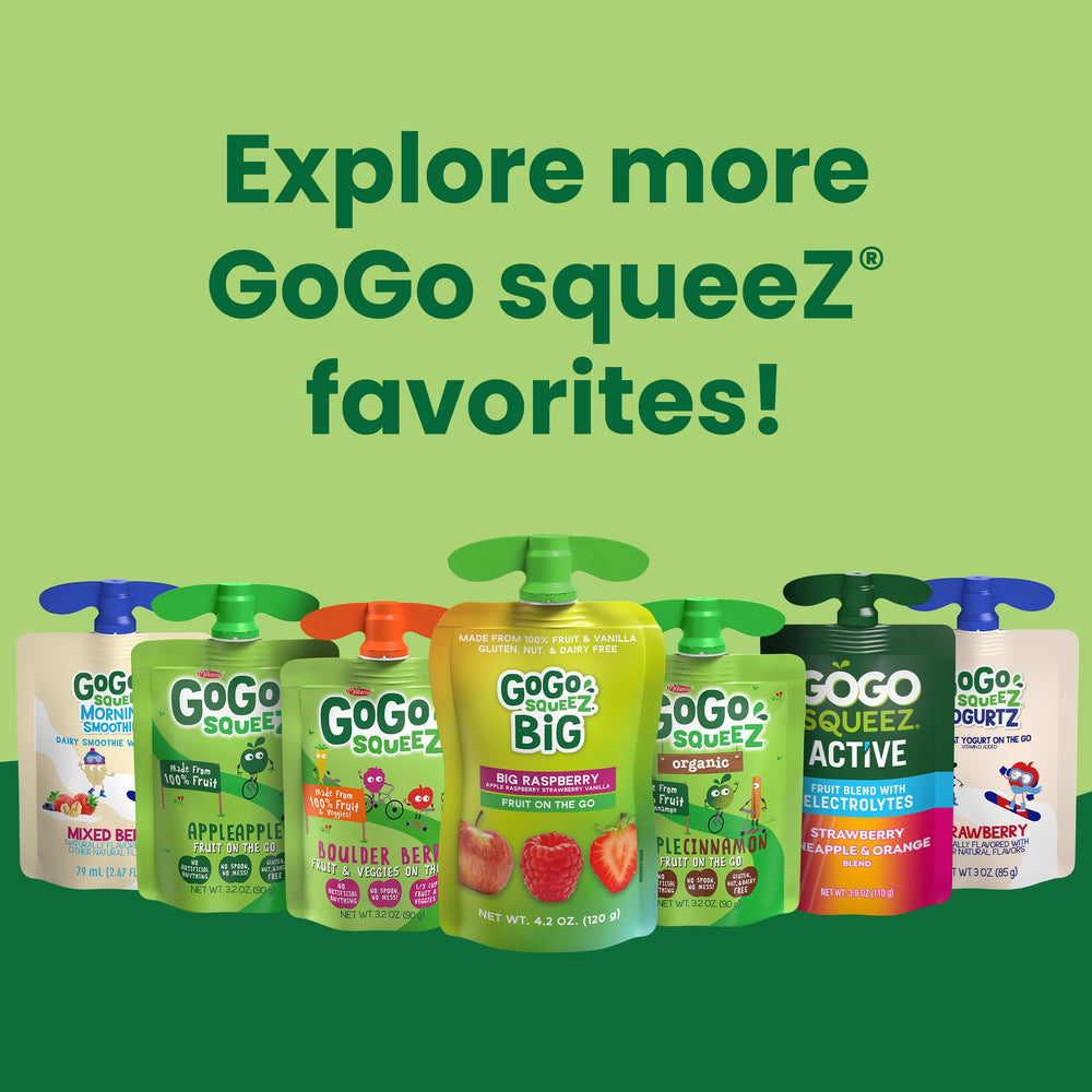 GoGo squeeZ Apple Banana pack of 48 pouches for family snacks.