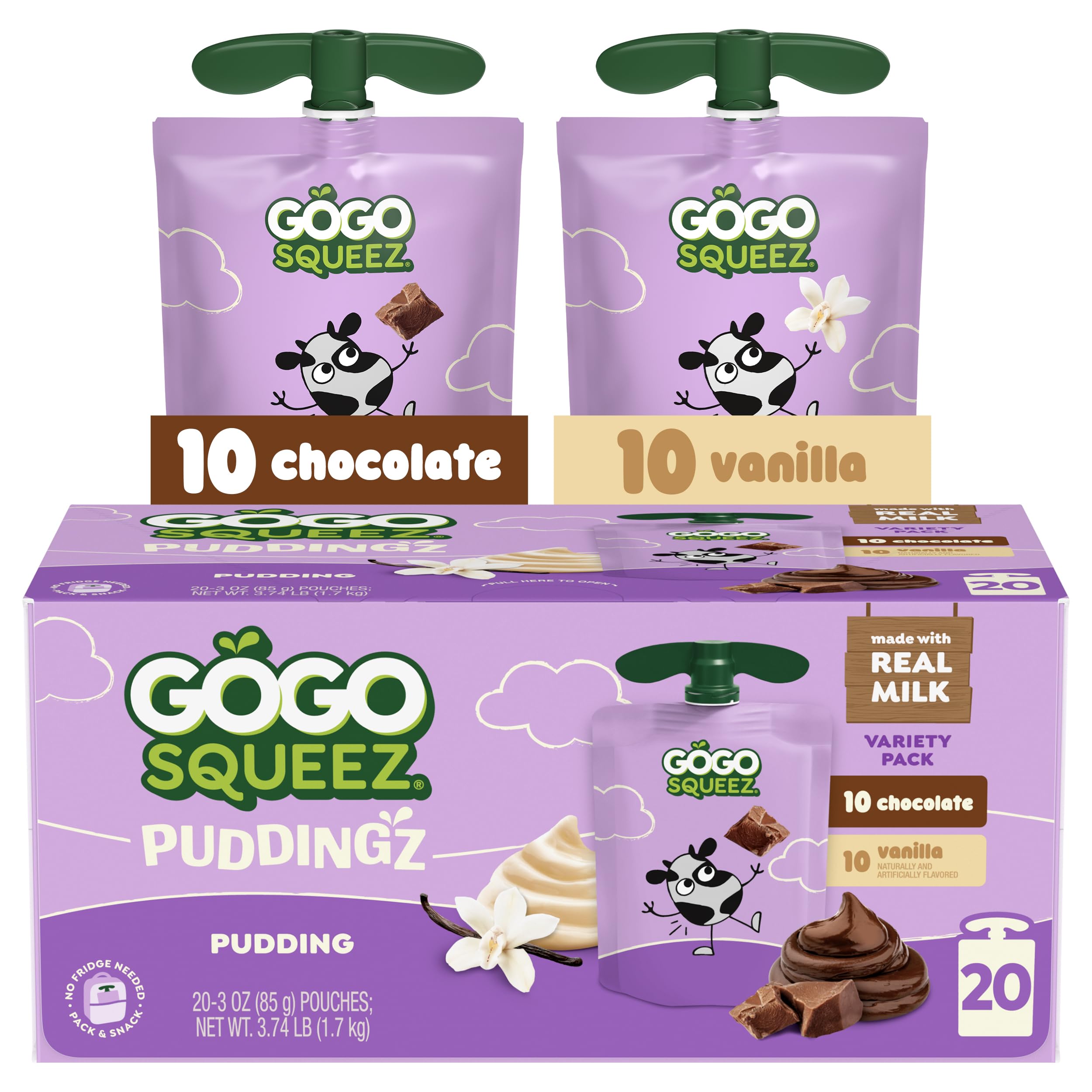 GoGo SqueeZ PuddingZ chocolate pouch ready for on-the-go indulgence