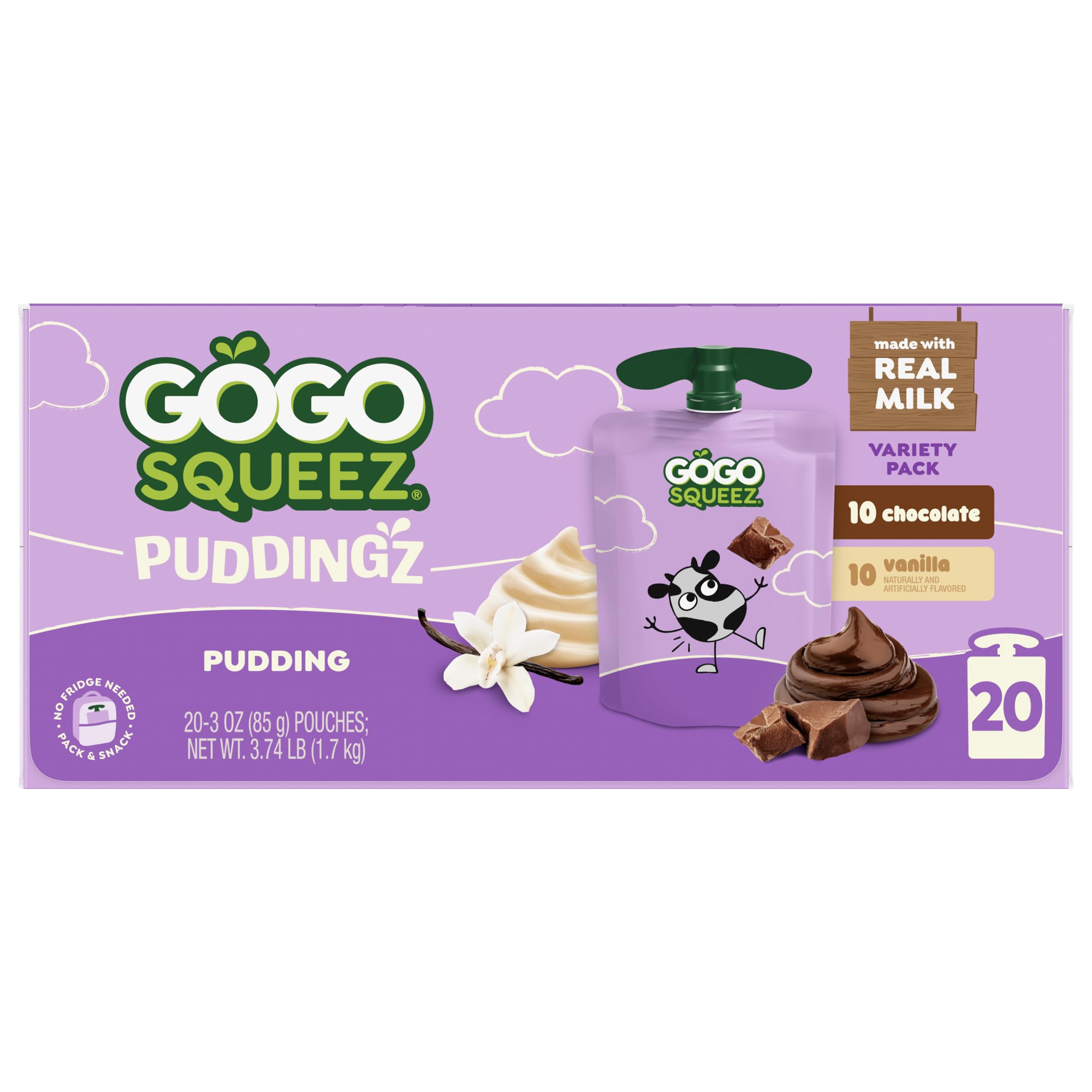 GoGo SqueeZ PuddingZ vanilla pouch for a creamy treat