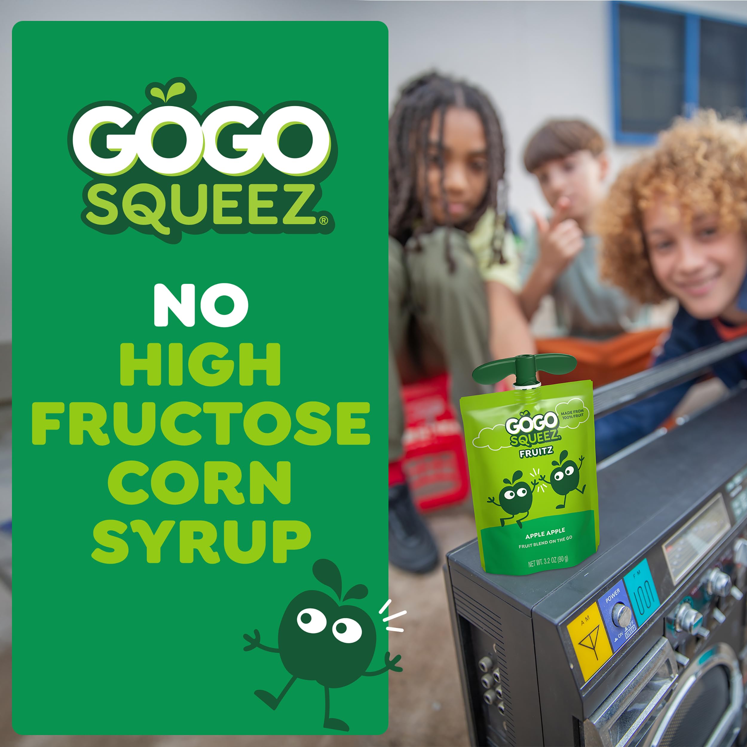 GoGo SqueeZ shelf-stable pouch ideal for lunches and trips.