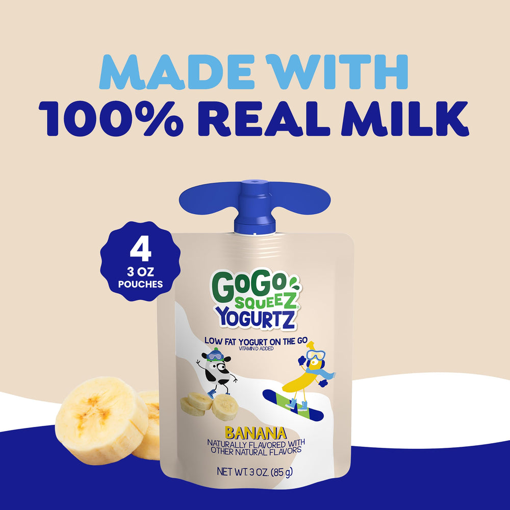 GoGo squeeZ yogurtZ pantry-safe pouches store at room temperature.