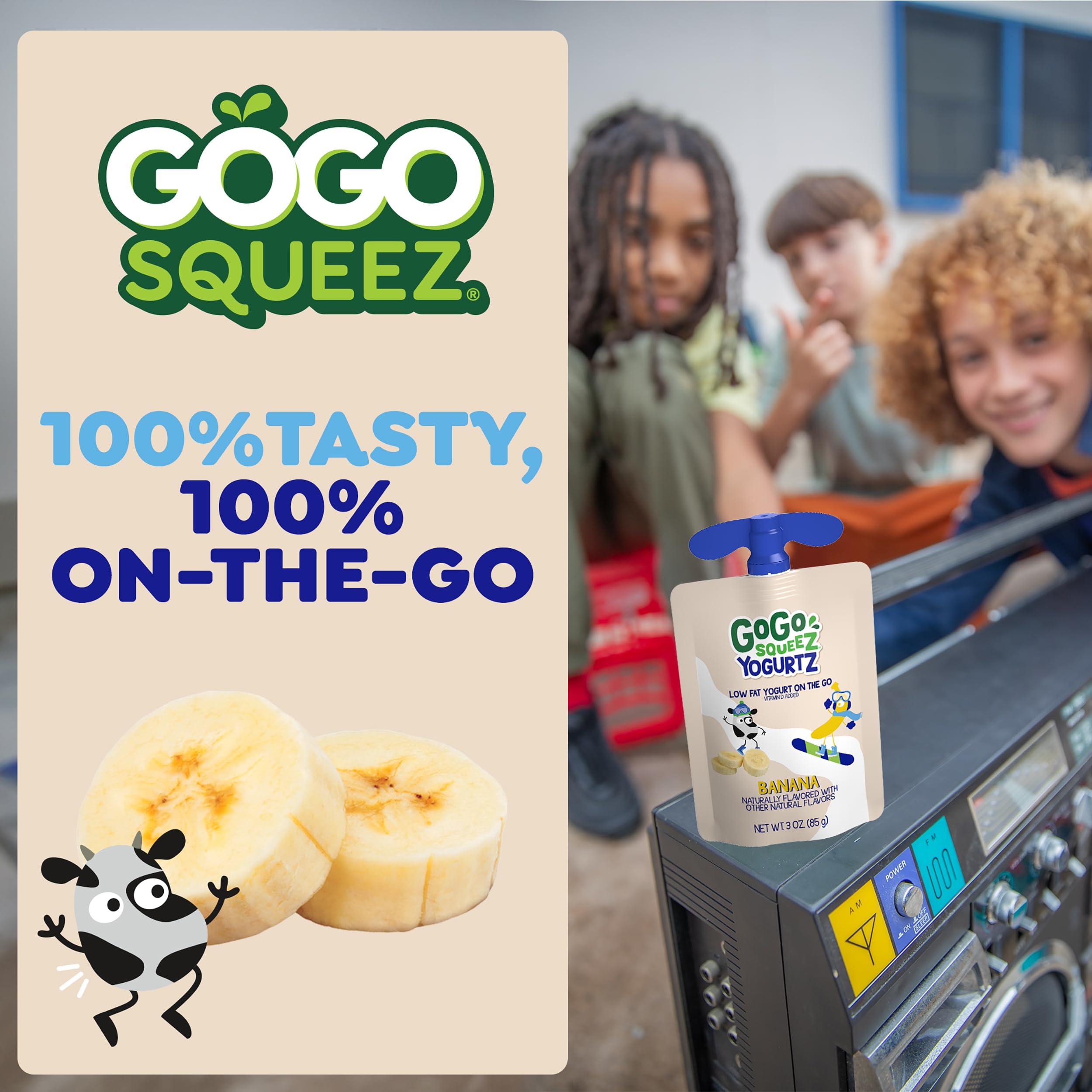 GoGo squeeZ yogurtZ provides 4g protein per pouch for quick energy.