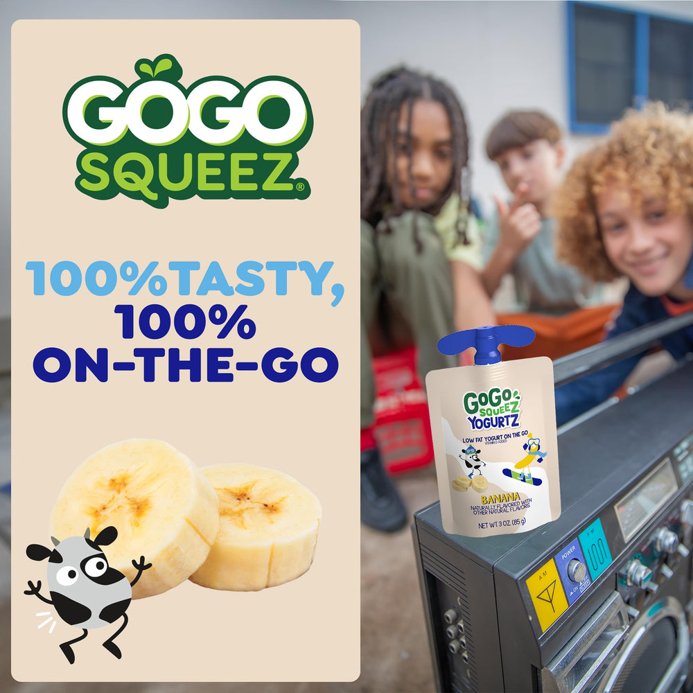 GoGo squeeZ yogurtZ provides 4g protein per pouch for quick energy.