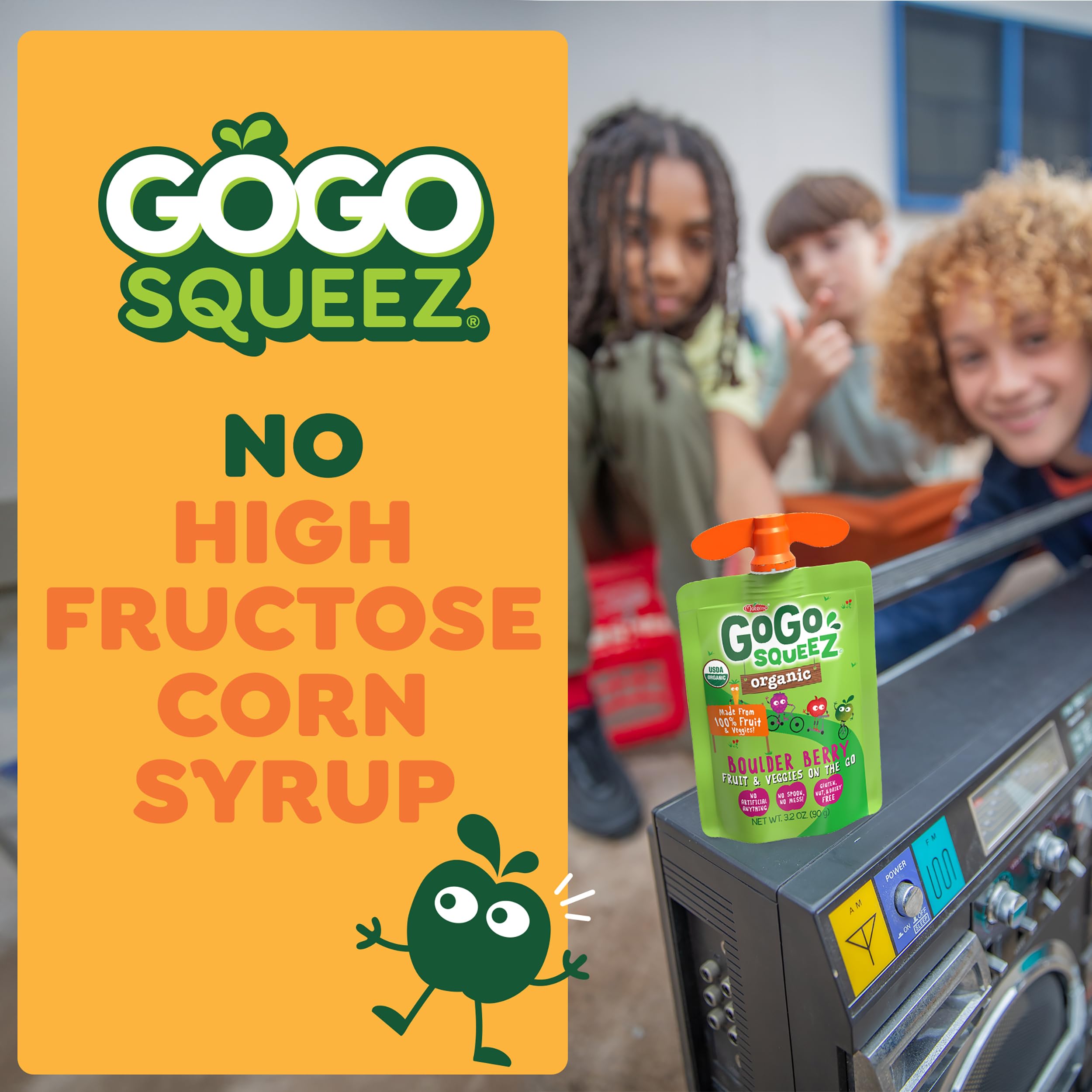 GoGo squeeZ 3.2 oz pouches in a 12-pack.