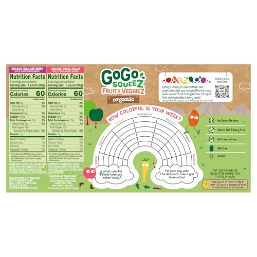 GoGo squeeZ Boulder Berry pouch with organic fruit blend.