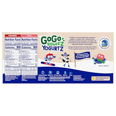 GoGo squeeZ YogurtZ peach 3oz pack, fruity and portable.