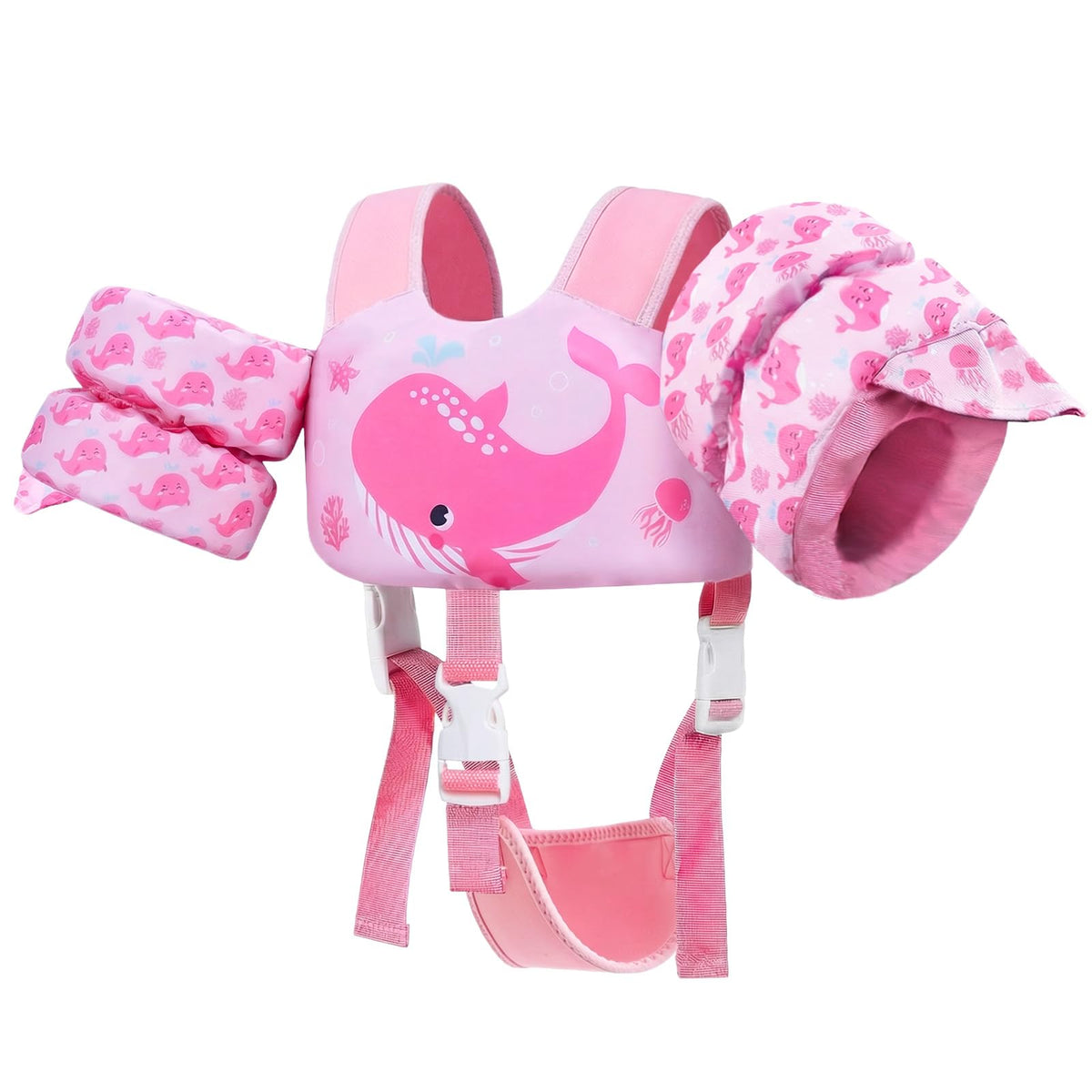Gogokids toddler swim vest front view offers buoyant support for safe water play.
