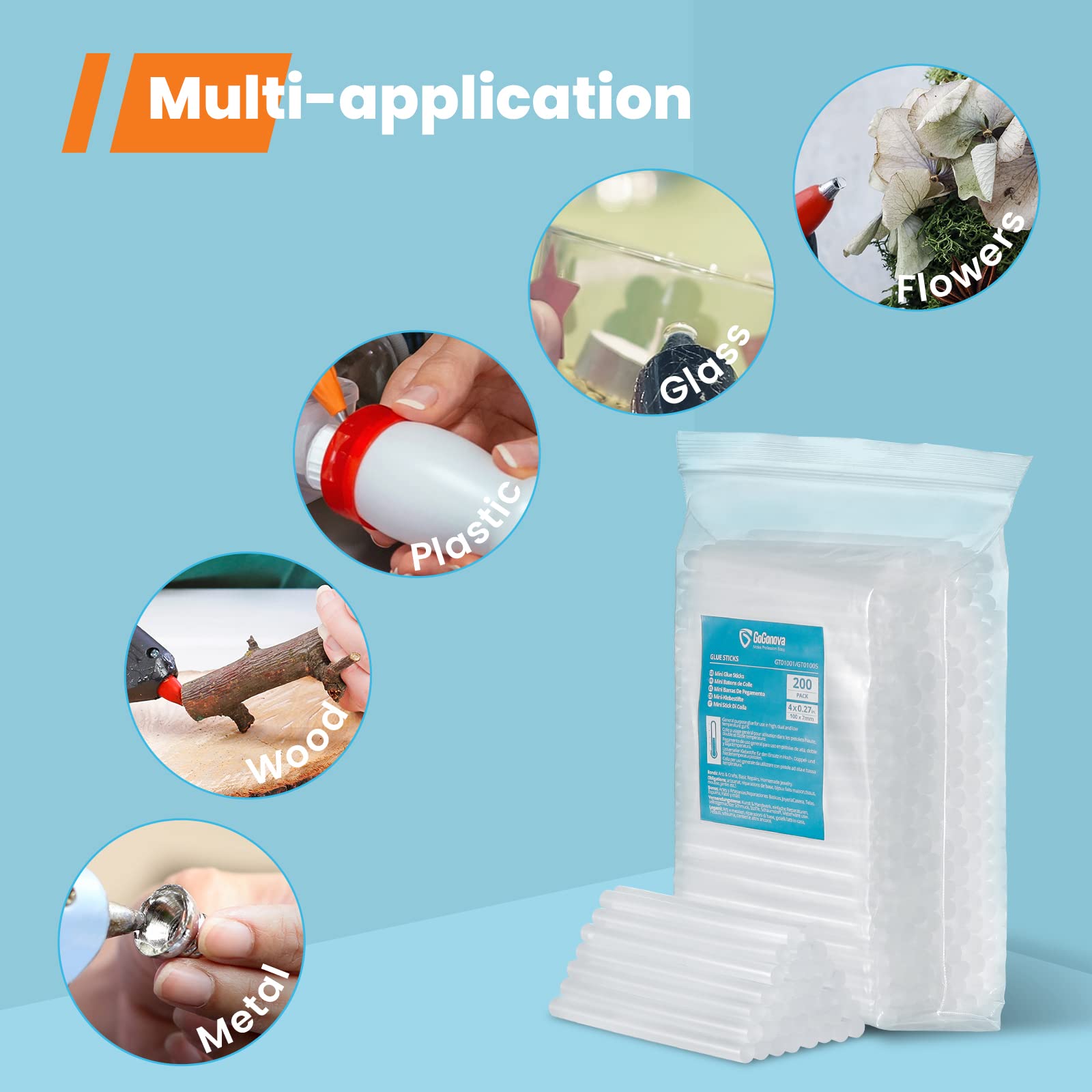 GoGonova versatile-use mini glue sticks suit wood, plastic, metal, fabric and more