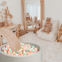 GOGOSO 100 pit balls featuring phthalate-free, BPA-free materials for safe play.