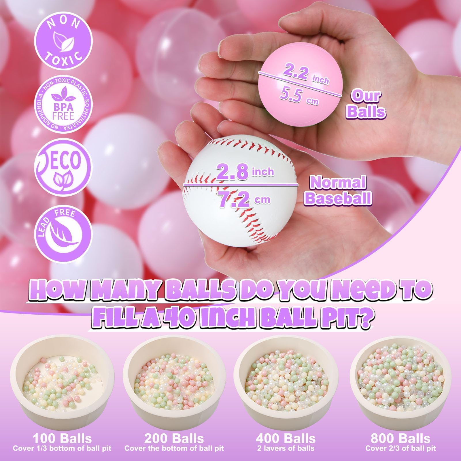 GOGOSO ball pit balls 2.2-inch diameter aid grasping and exploration