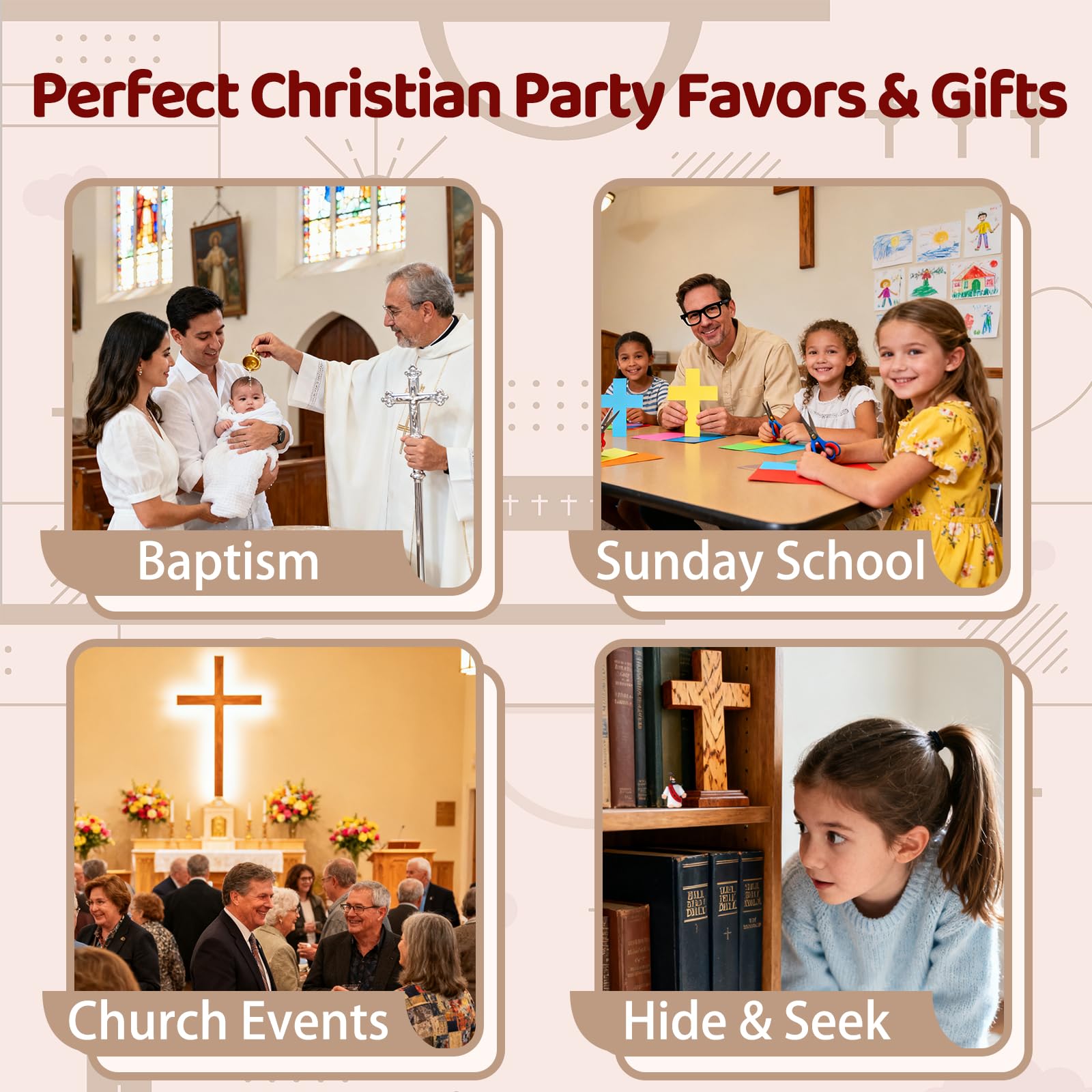 Goherii Little Jesus Figures in bright yellow, cheerful tokens for church events or crafts.