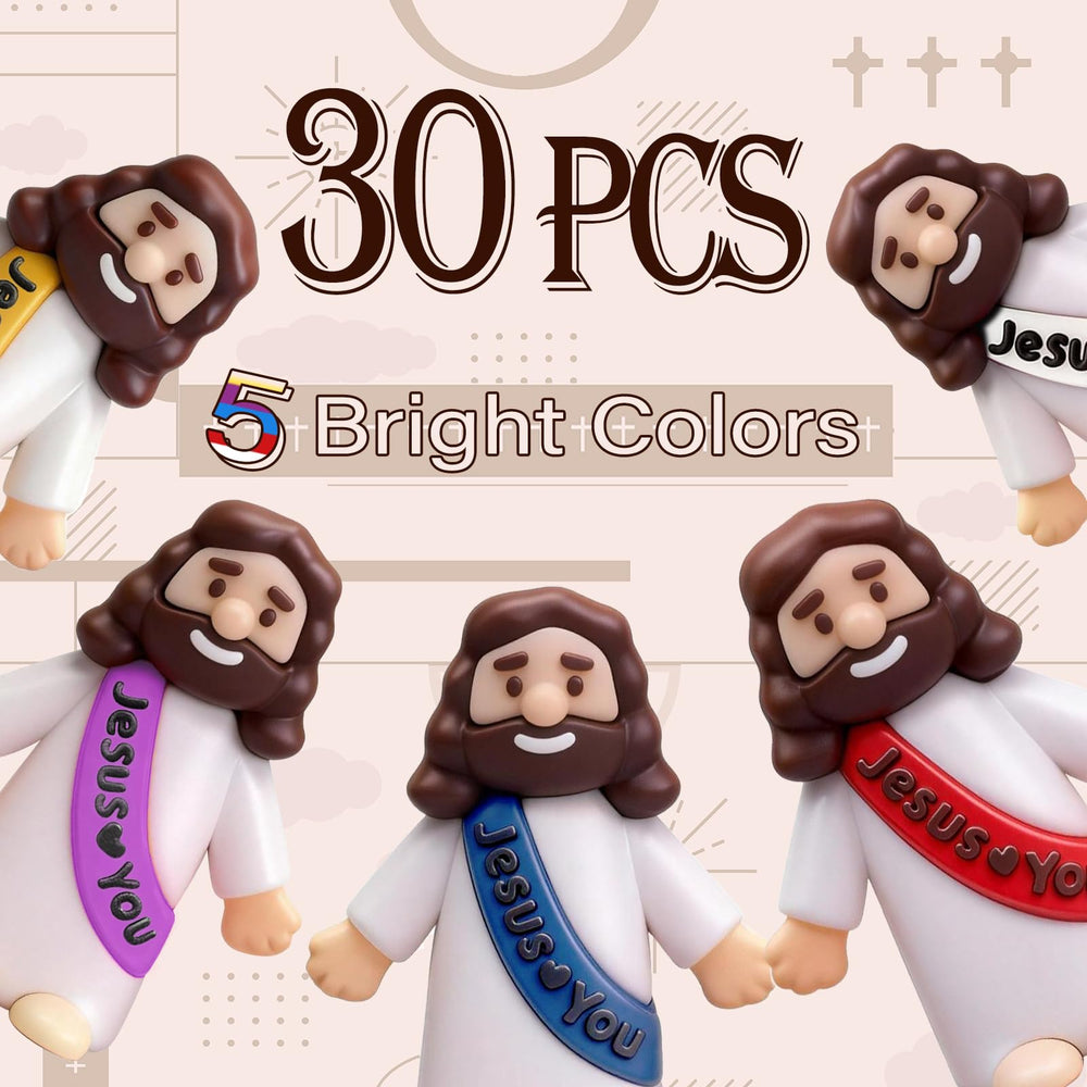 Goherii Little Jesus Figures detailed-face, durable rubber for repeated handling.