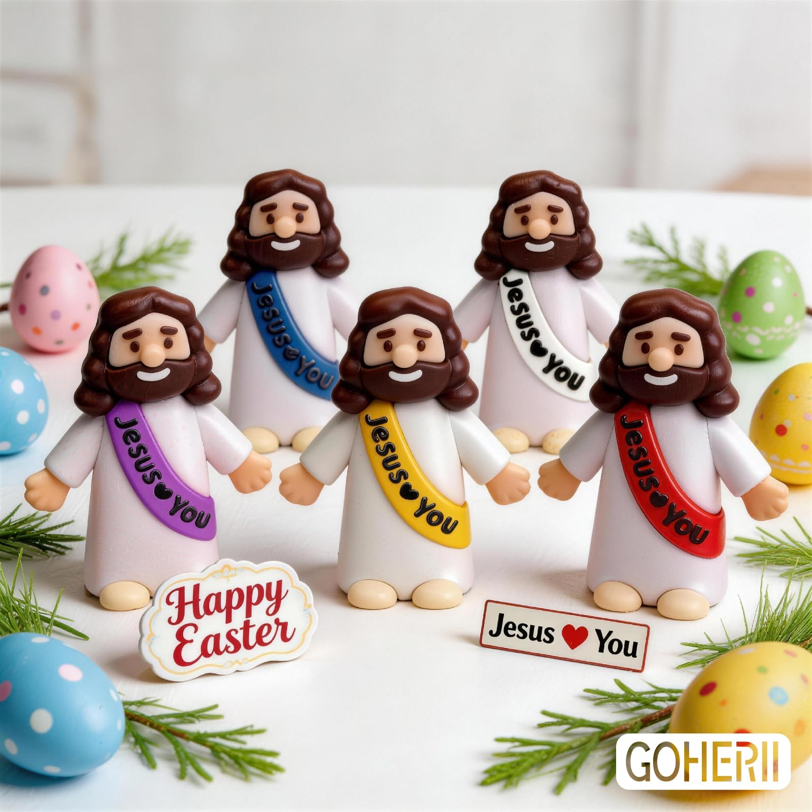 Goherii Little Jesus Figures in pure white, compact keepsakes for baptisms or gifts.