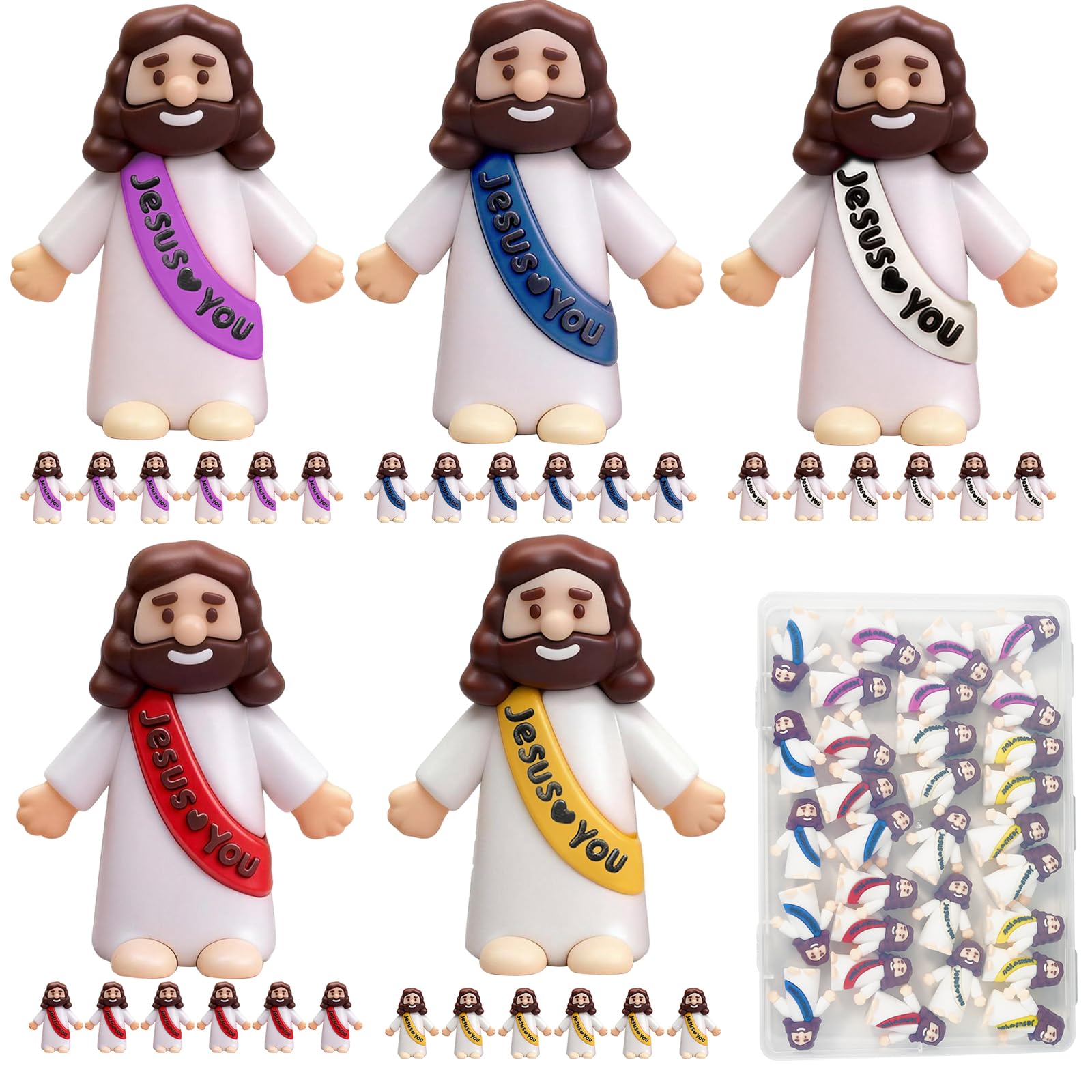 Goherii Little Jesus Figures in serene blue, ideal Easter party favors and classroom giveaways.