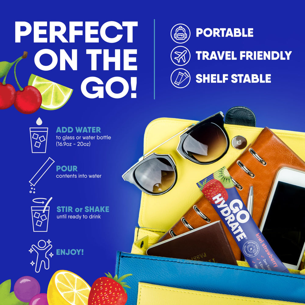 Active lifestyle scene with GoHydrate for on-the-go hydration.