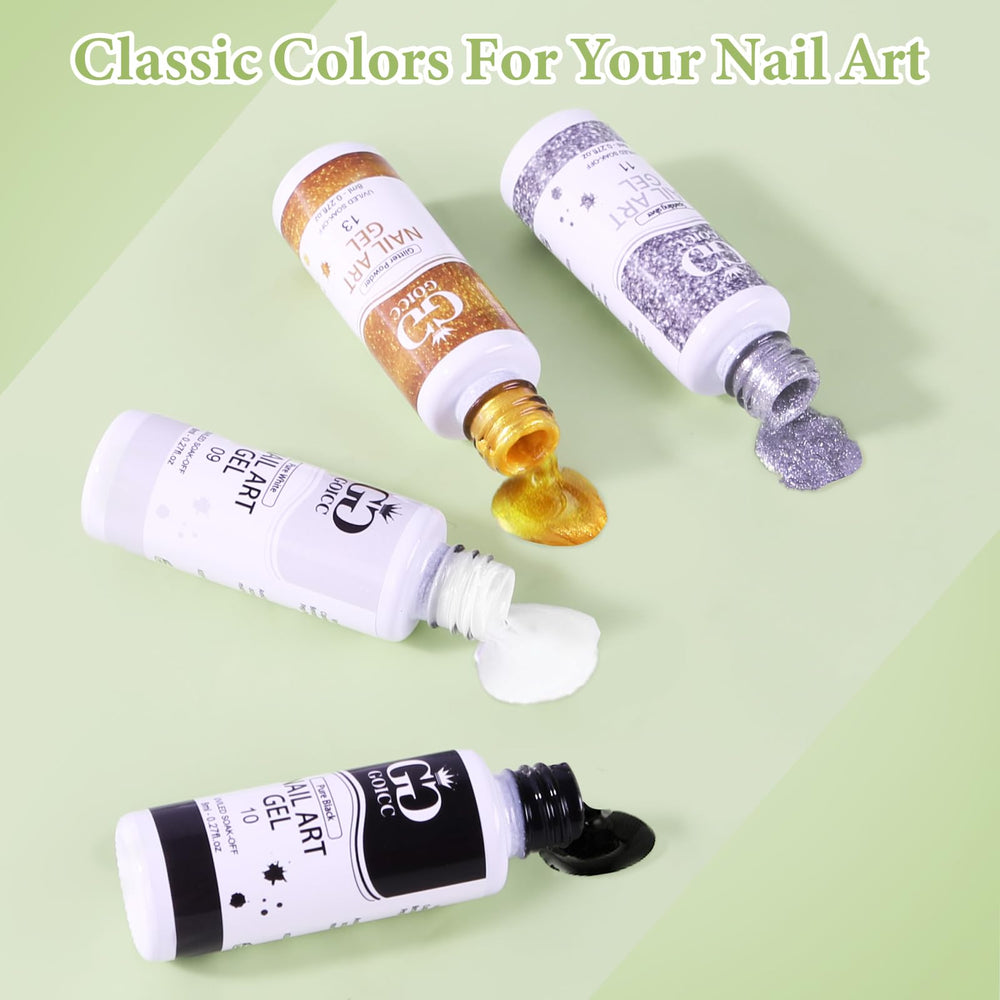 GOICC gel nail art set black bottle for bold outlines and dramatic designs.