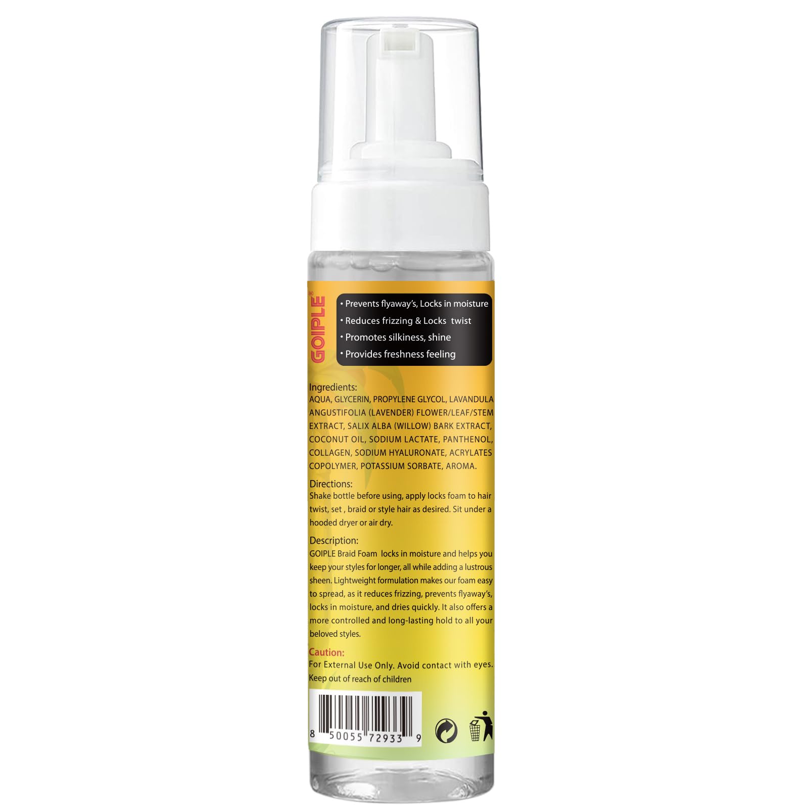 Goiple Braid Foam sits on hair in a finished look with moisture lock