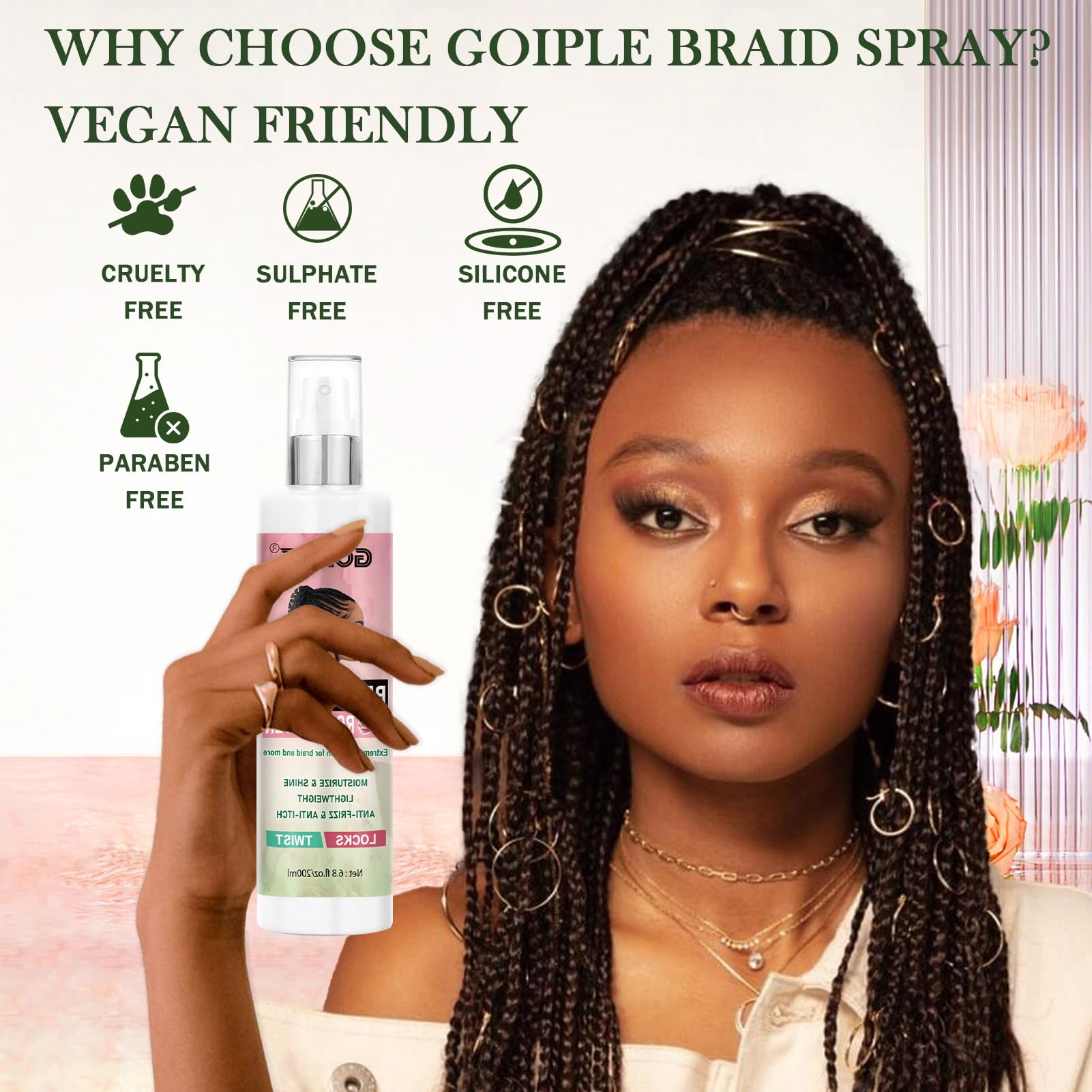 Goiple Braid Spray Rose Mint packaging design and branding