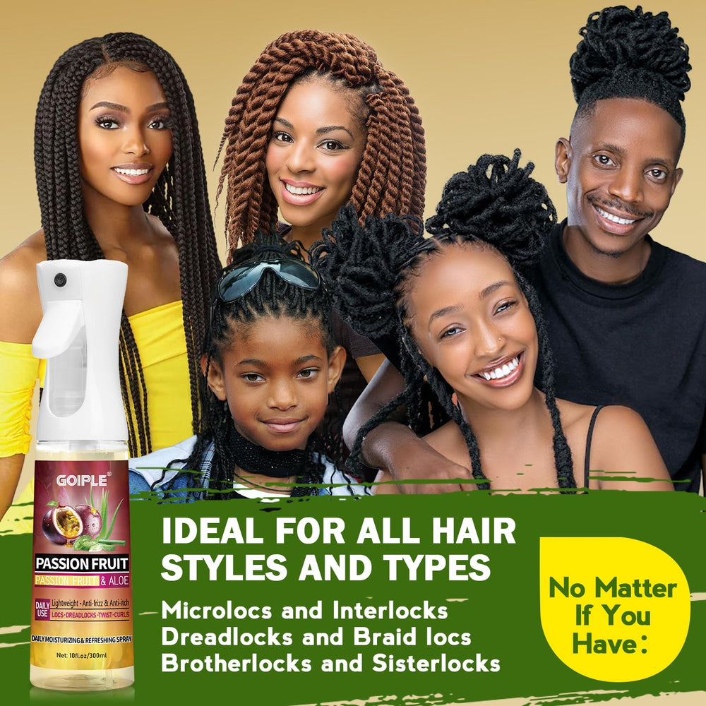Goiple anti-frizz spray revitalizes dry locs with a lightweight feel.