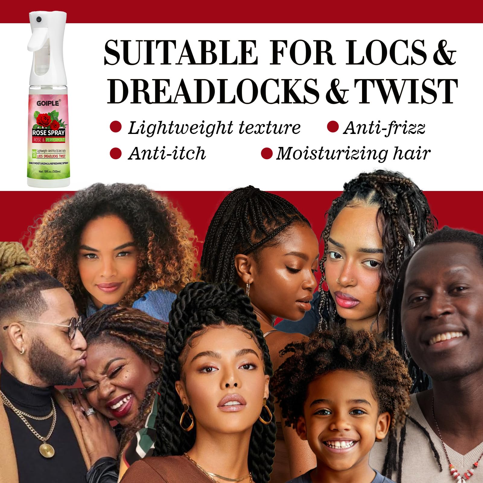 Goiple Hair Scalp Moisturizer with castor oil nourishes the scalp and locs.
