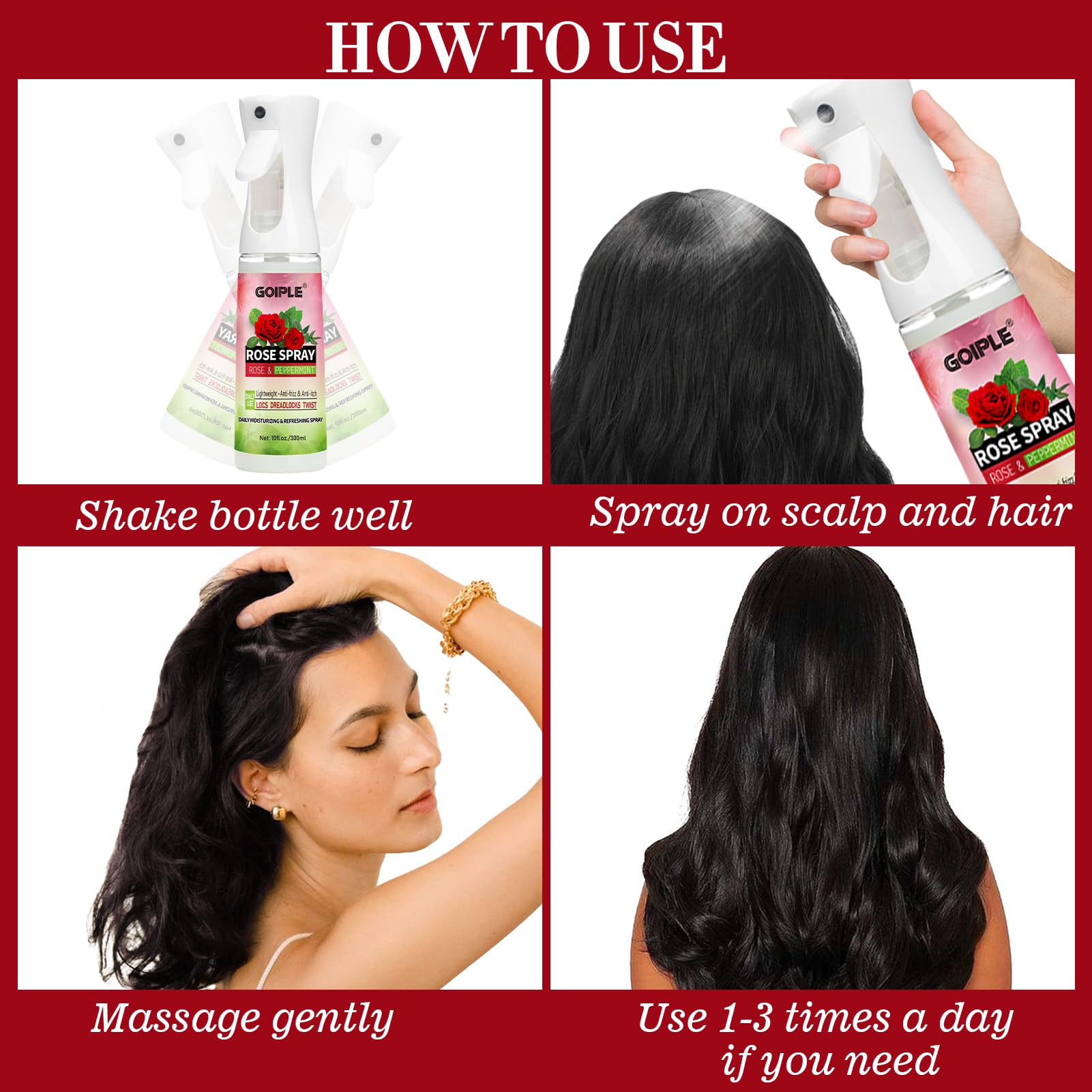 Goiple Hair Shine and Volume Spray adds natural shine and lift to locs.
