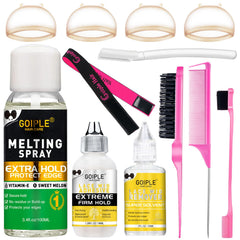 Goiple lace melting spray bottle close-up for a seamless wig install