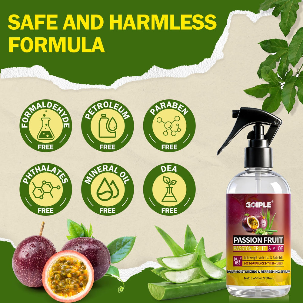 Goiple Passion fruit mist softens microlocks for smoother manageability.