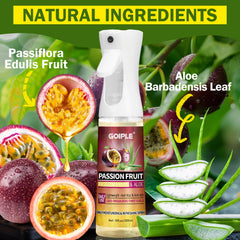 Goiple Passion Fruit Oil close-up nourishing scalp with fruity leave-in care.