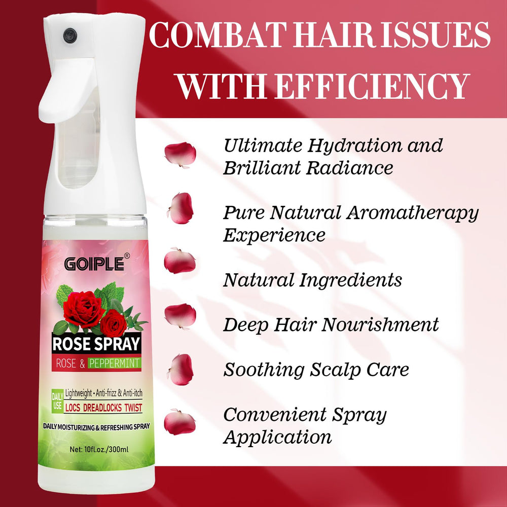 Goiple Rosewater Peppermint Spray offers an invigorating scent and refreshed roots.