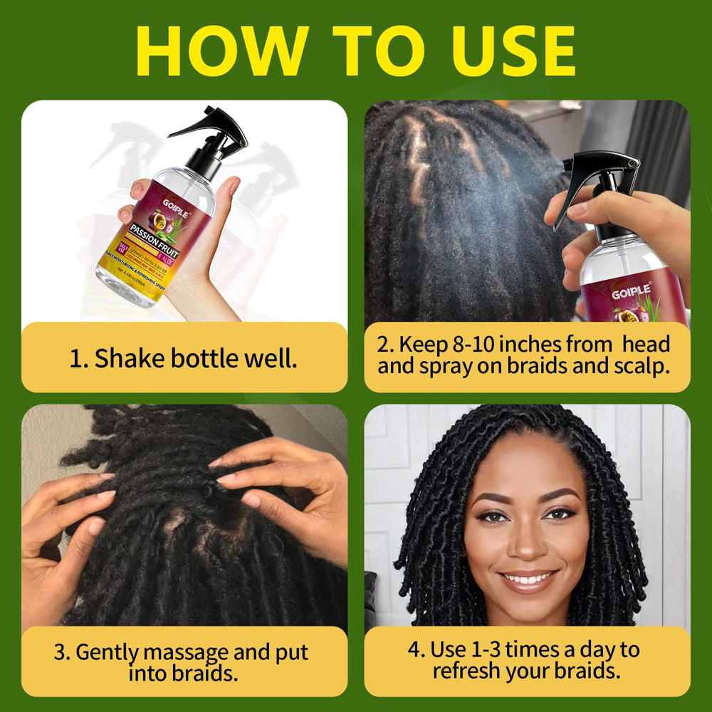Goiple Loc Moisturizing Spray on sisterlocks refreshes scalp and eases dryness.