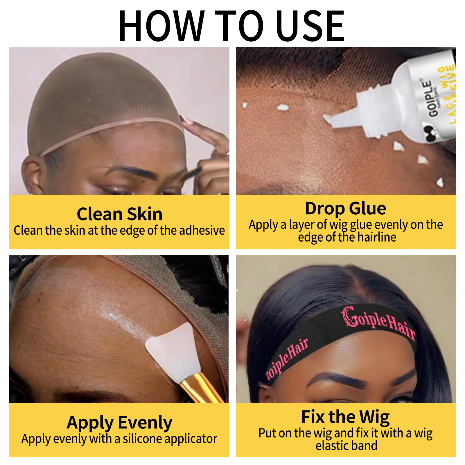 Goiple skin-friendly wig glue minimizes irritation while securing edges