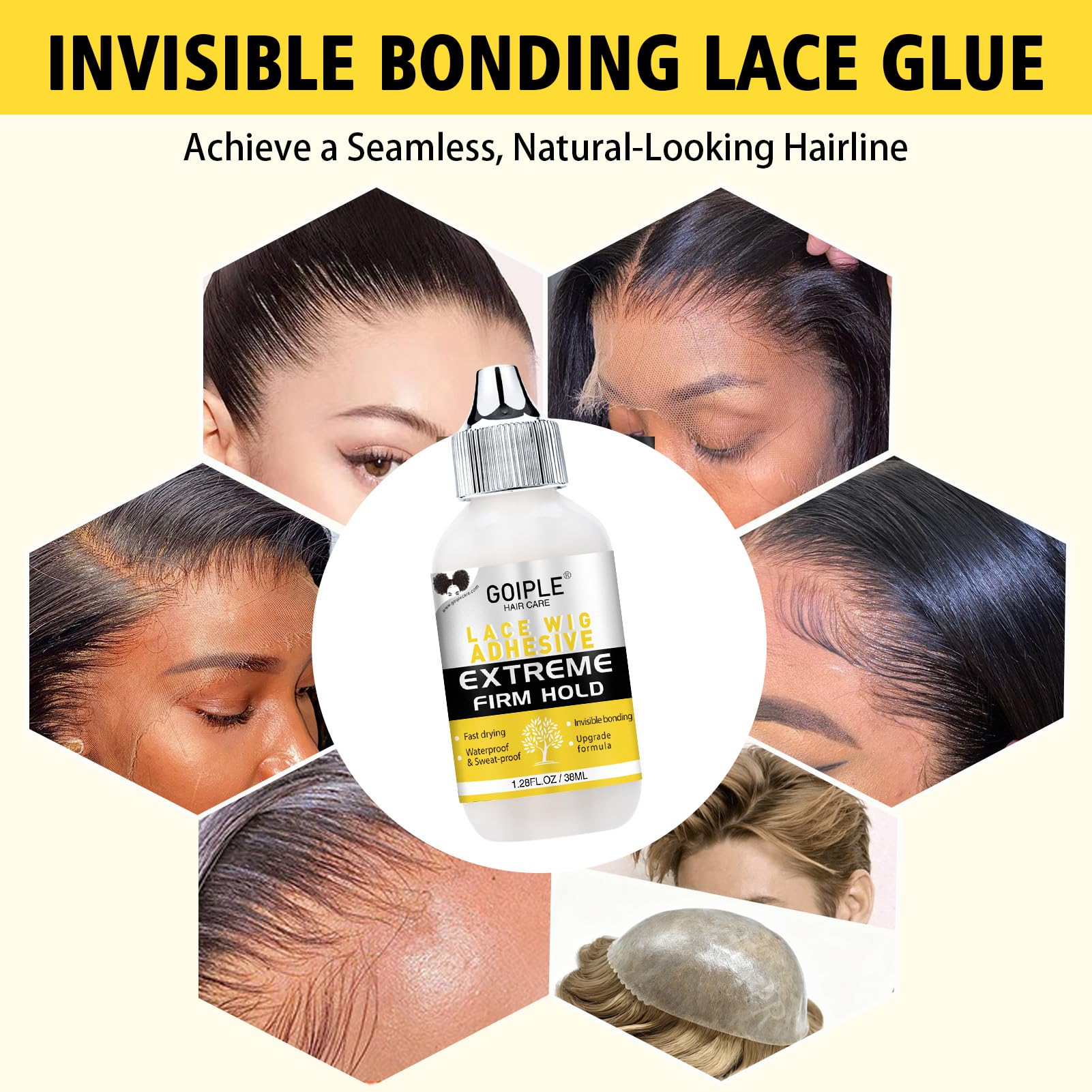 Goiple strong hold transparent lace glue for discreet bonding