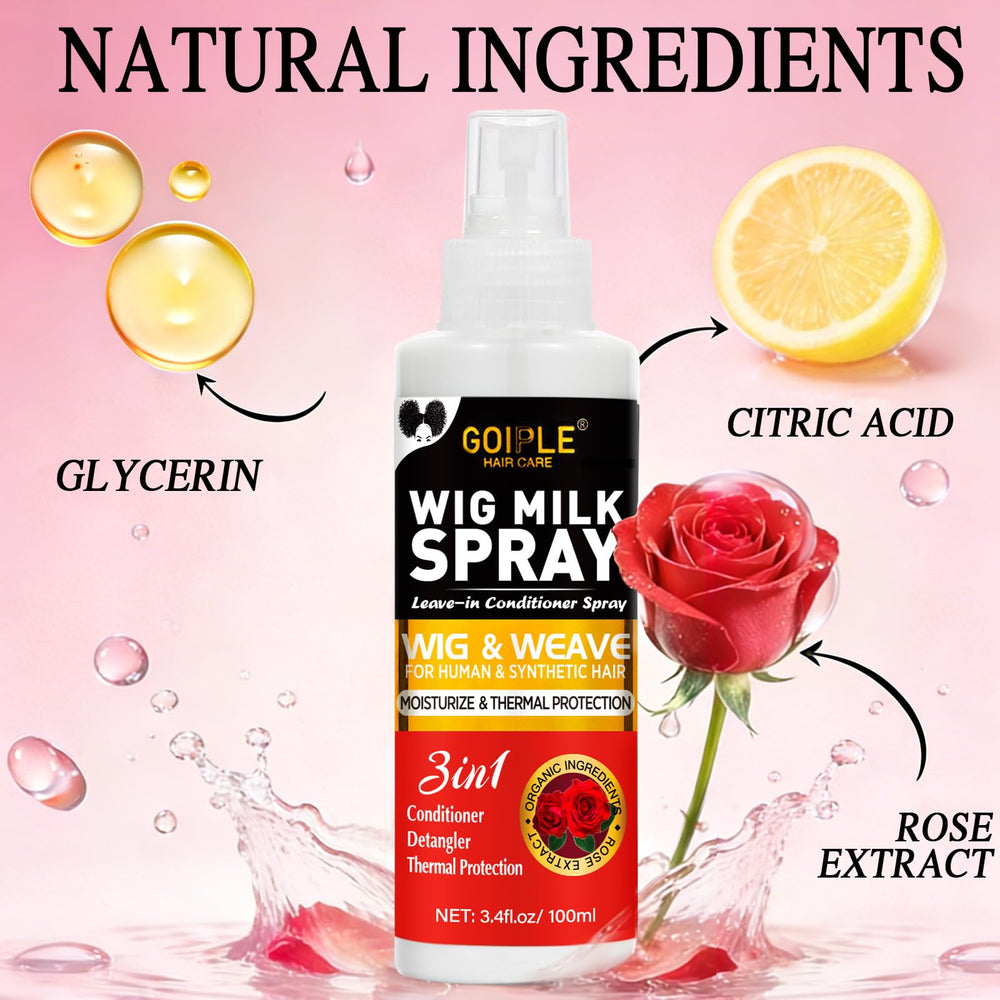Goiple Wig Milk Spray bottle closeup shows easy-to-use design.