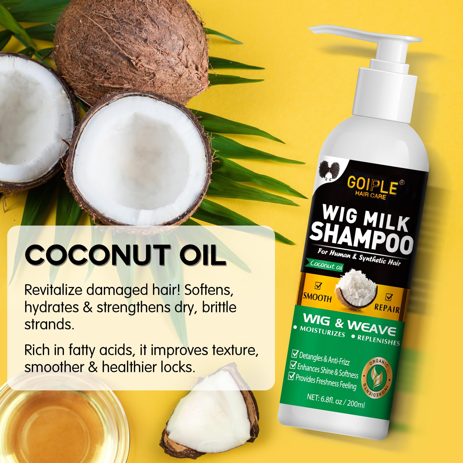 Goiple Wig Milk Spray bottle highlights detangling and conditioning for synthetic hair