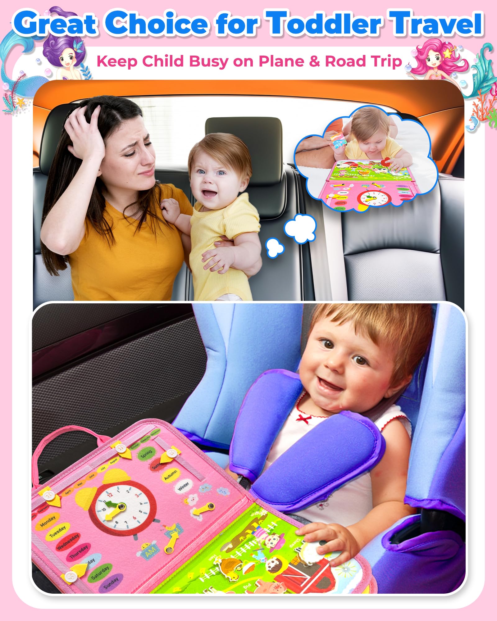 Gojmzo Busy Board zipper page offers tactile exploration and problem-solving practice.