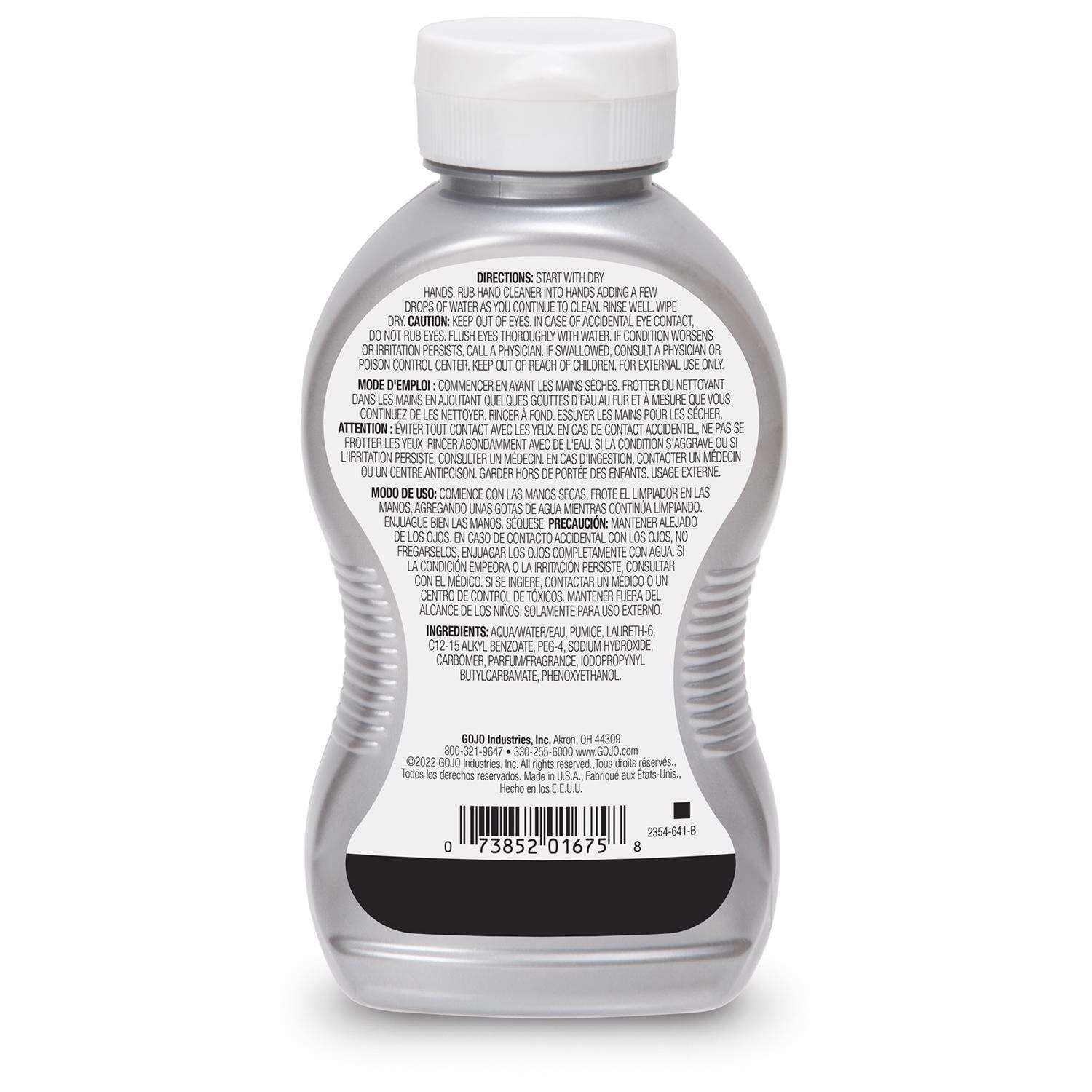 GOJO Cherry Gel Pumice Hand Cleaner bottle pouring for easy application