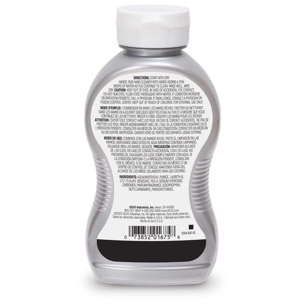 GOJO Cherry Gel Pumice Hand Cleaner bottle pouring for easy application