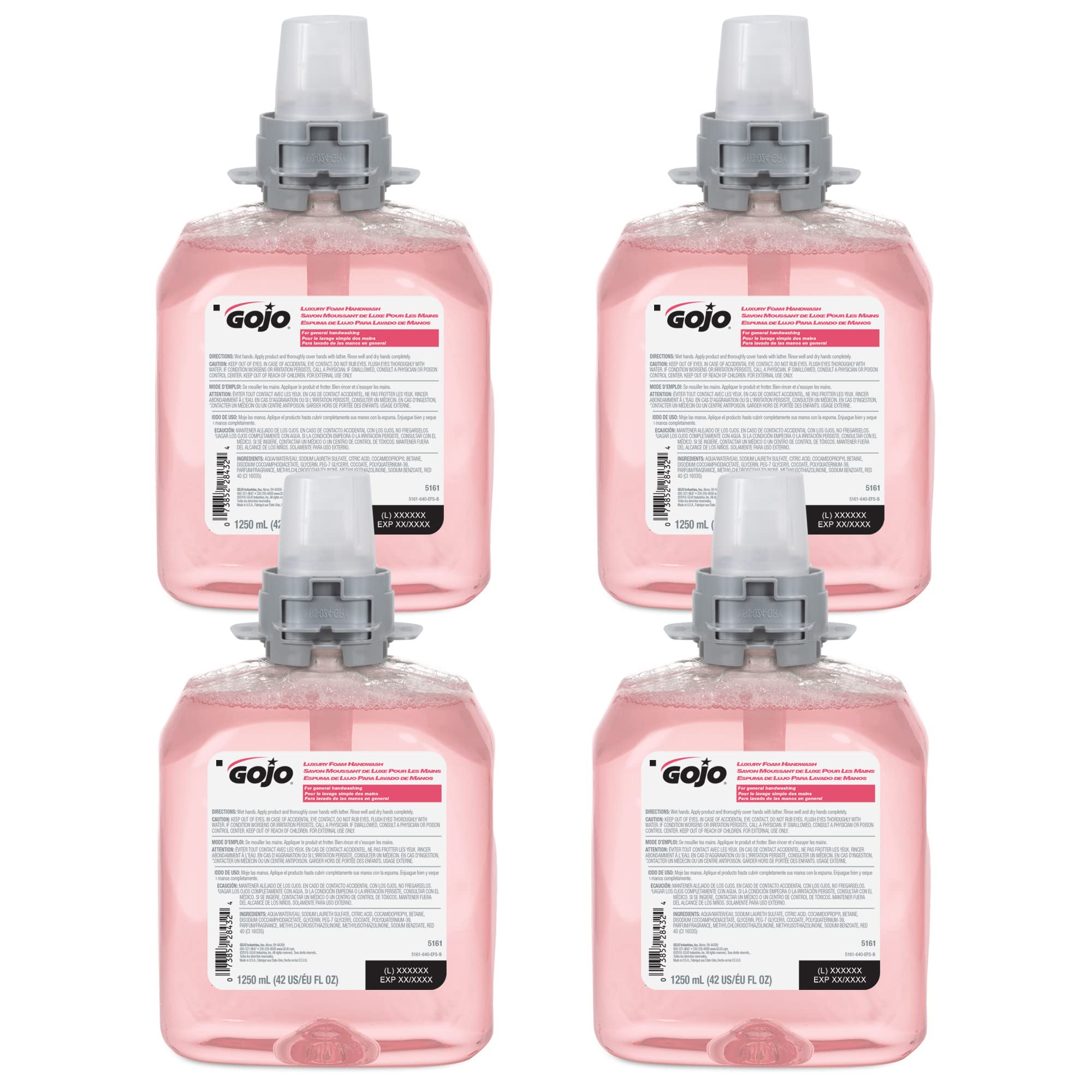 GOJO FMX-12 cranberry foam handwash refill bottle for quick cleansing.