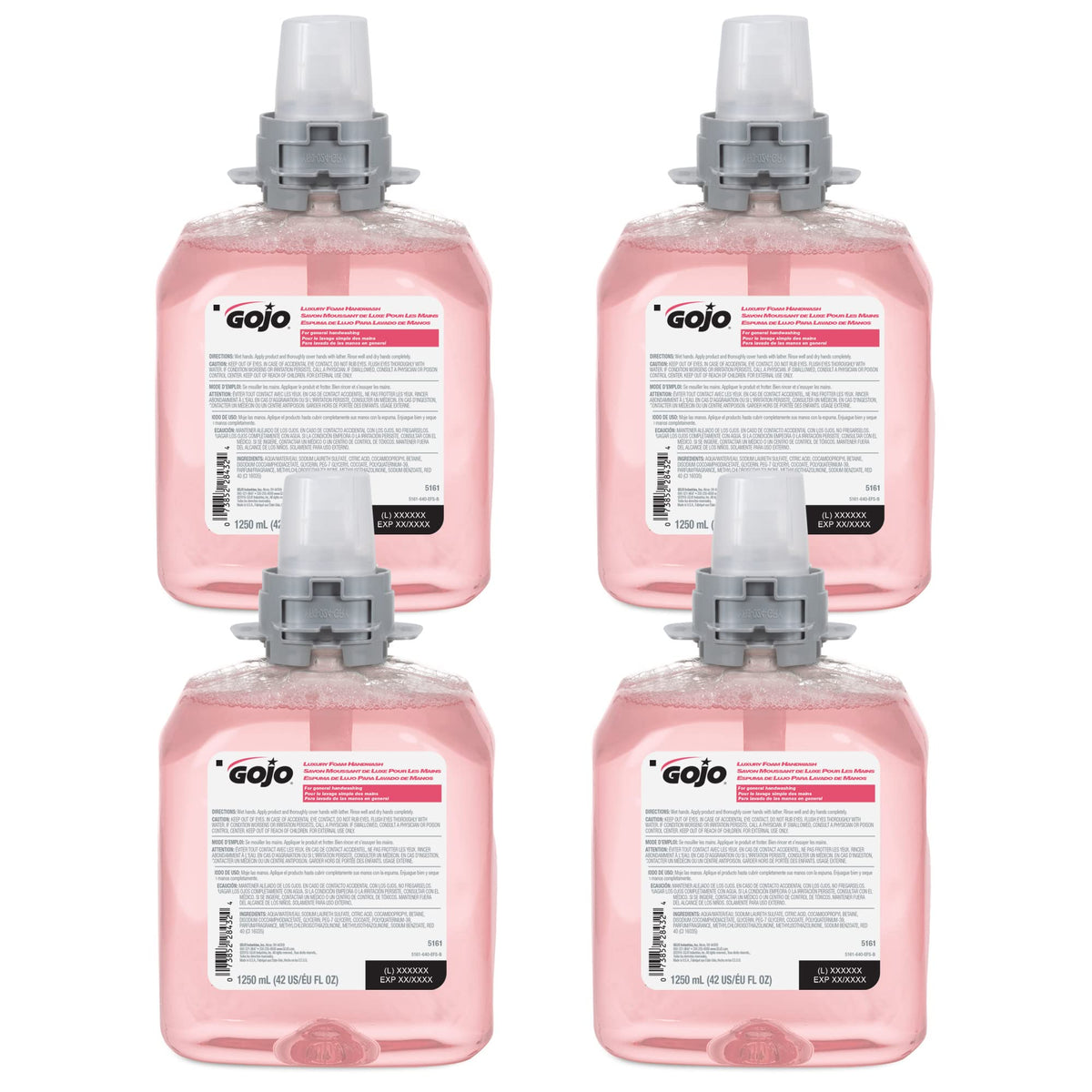 GOJO FMX-12 cranberry foam handwash refill bottle for quick cleansing.