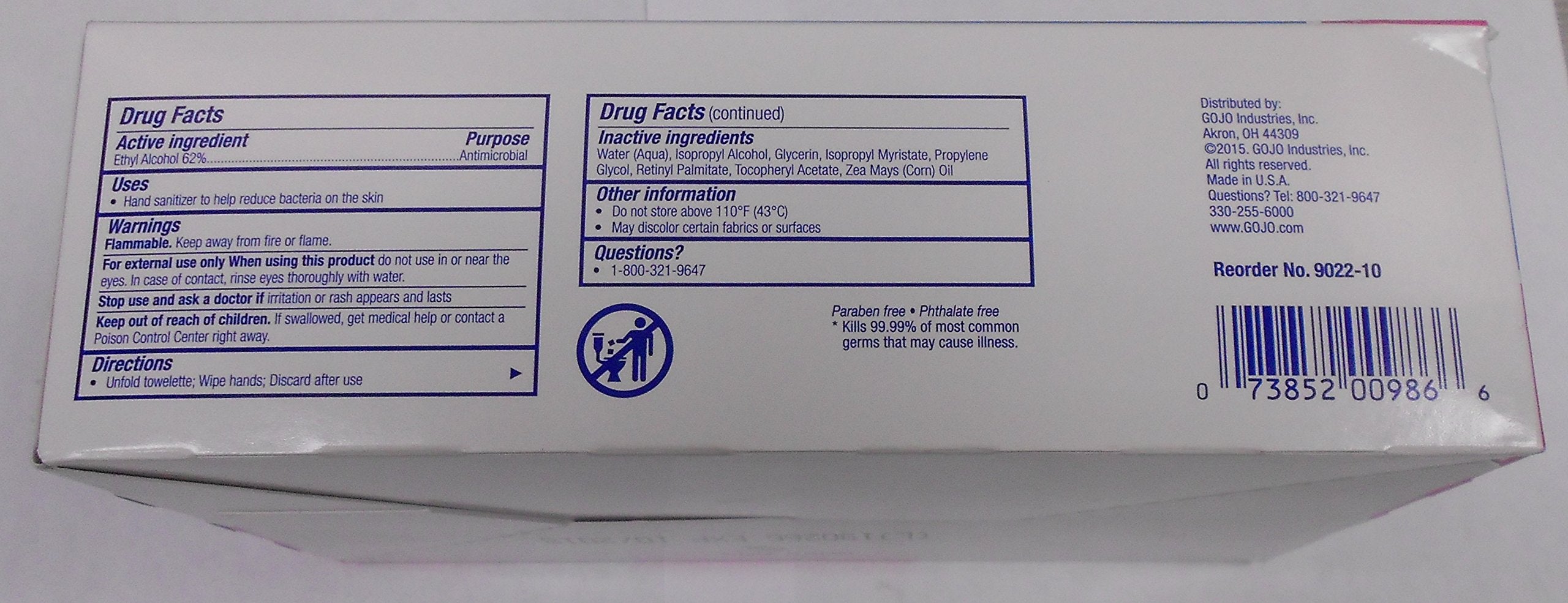 GOJO PURELL wipe texture close-up showing moisture for quick cleansing.