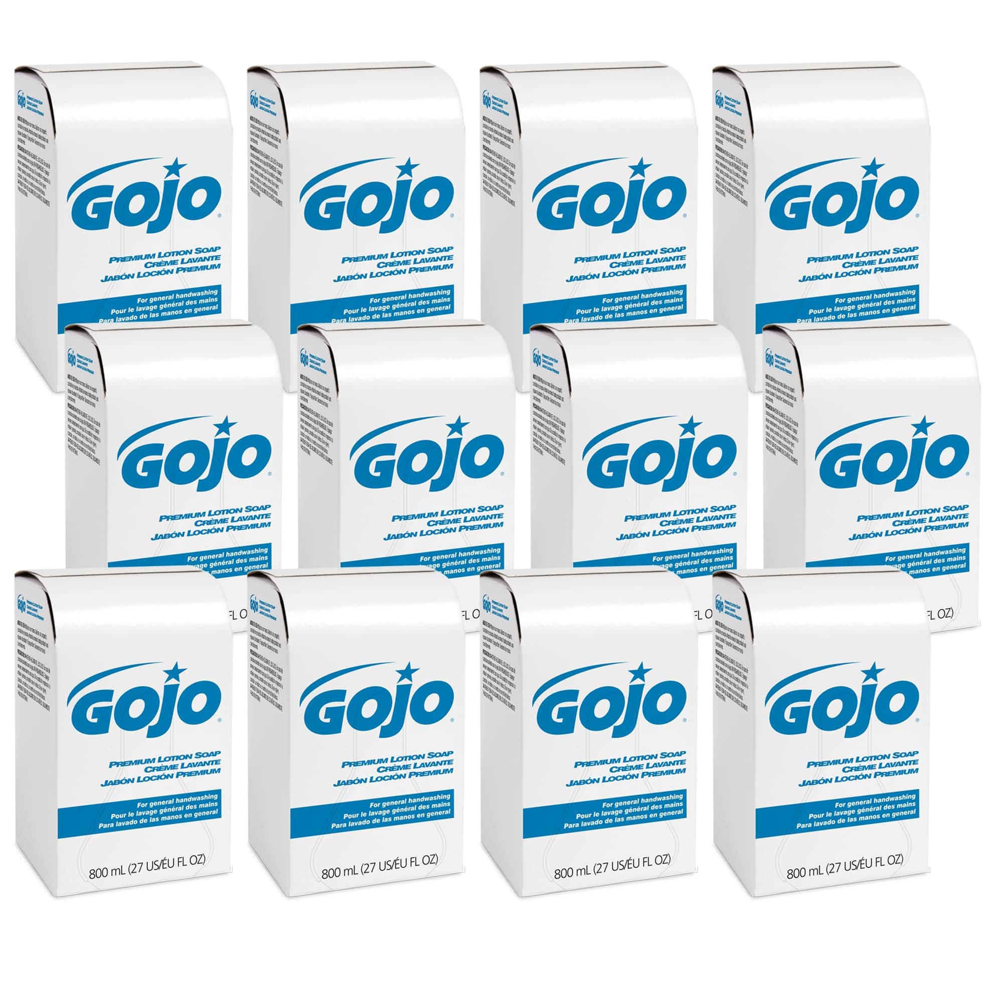 GOJO Premium Lotion Soap Waterfall refill for 800 mL dispenser, gentle on skin.