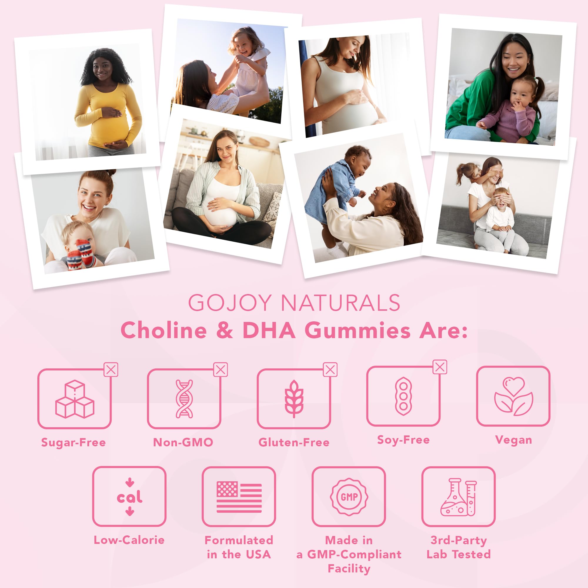 GOJOY NATURALS choline 250mg detail on label demonstrates nutrient content.