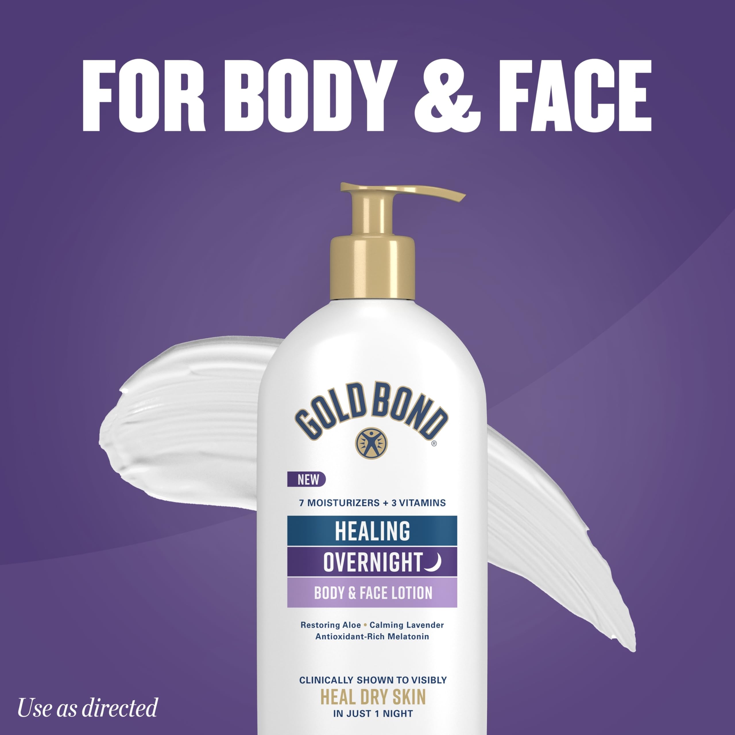 Gold Bond 13-ounce bottle displayed on bathroom vanity