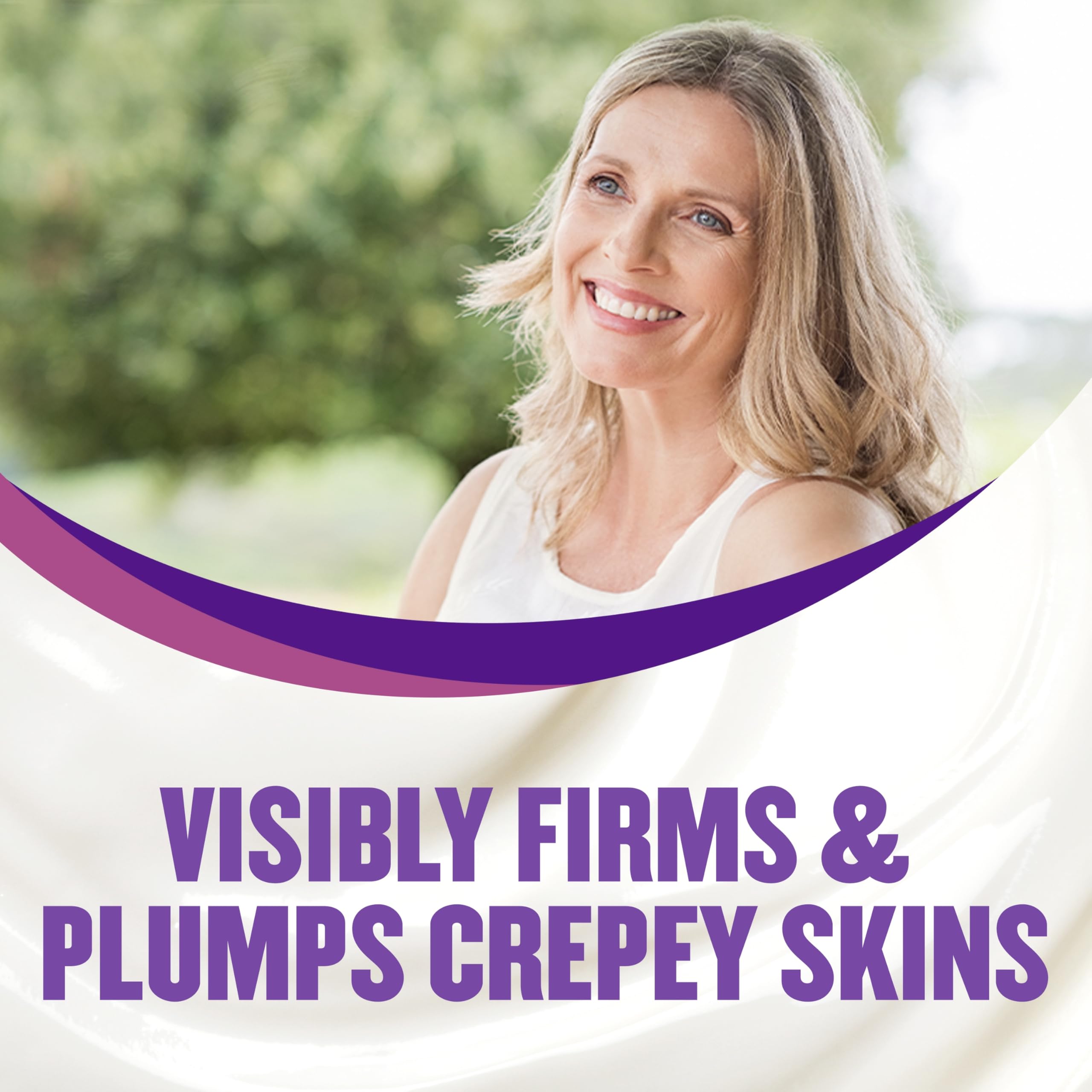 Gold Bond Age Renew Crepe Corrector body application on hands and arms.