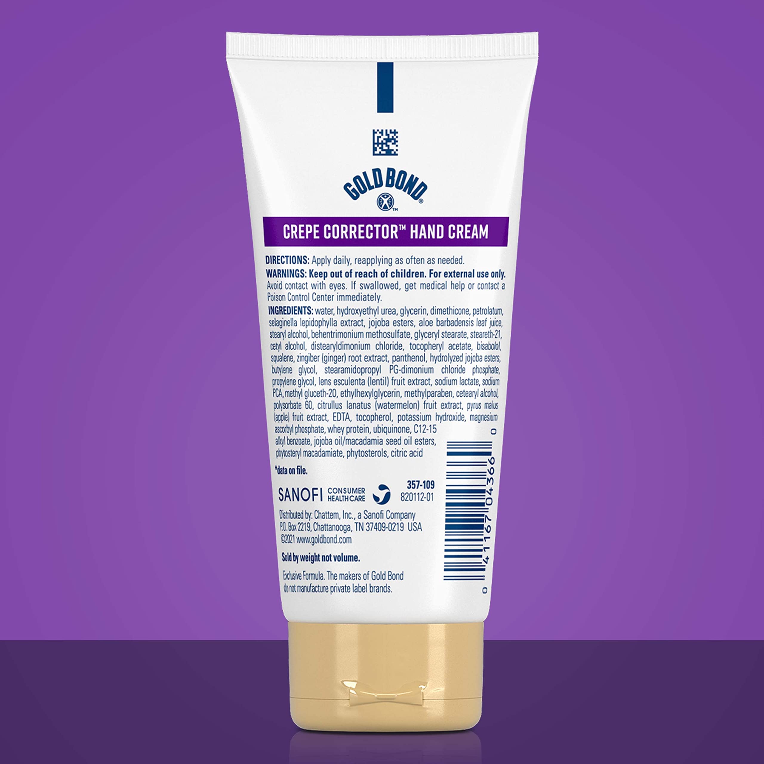 Close-up of Gold Bond Age Renew texture highlighting smoothing concentrate.
