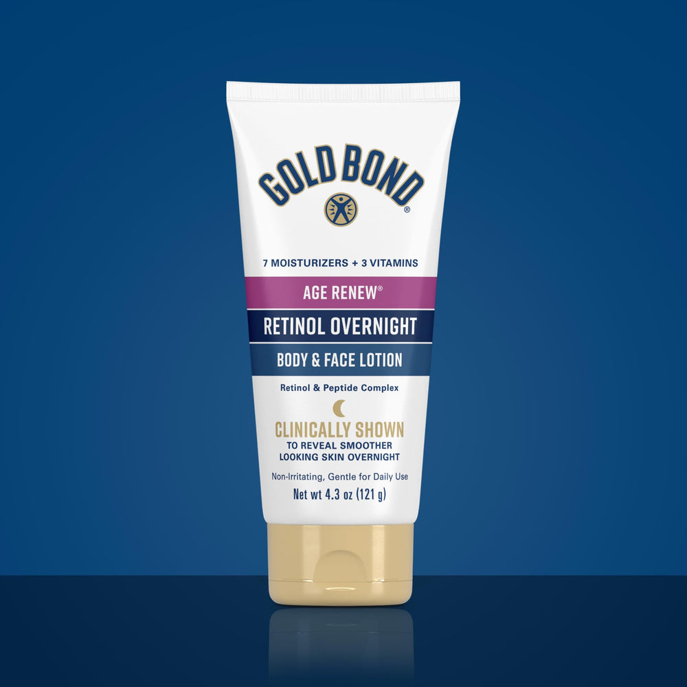 Gold Bond Age Renew Creamy texture swatch on skin looks smooth.