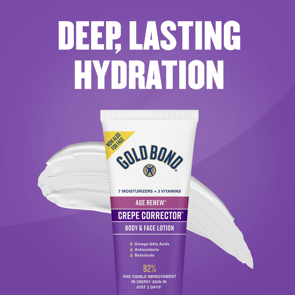 Gold Bond Age Renew Duo packaging display features two 4.3-ounce tubes.