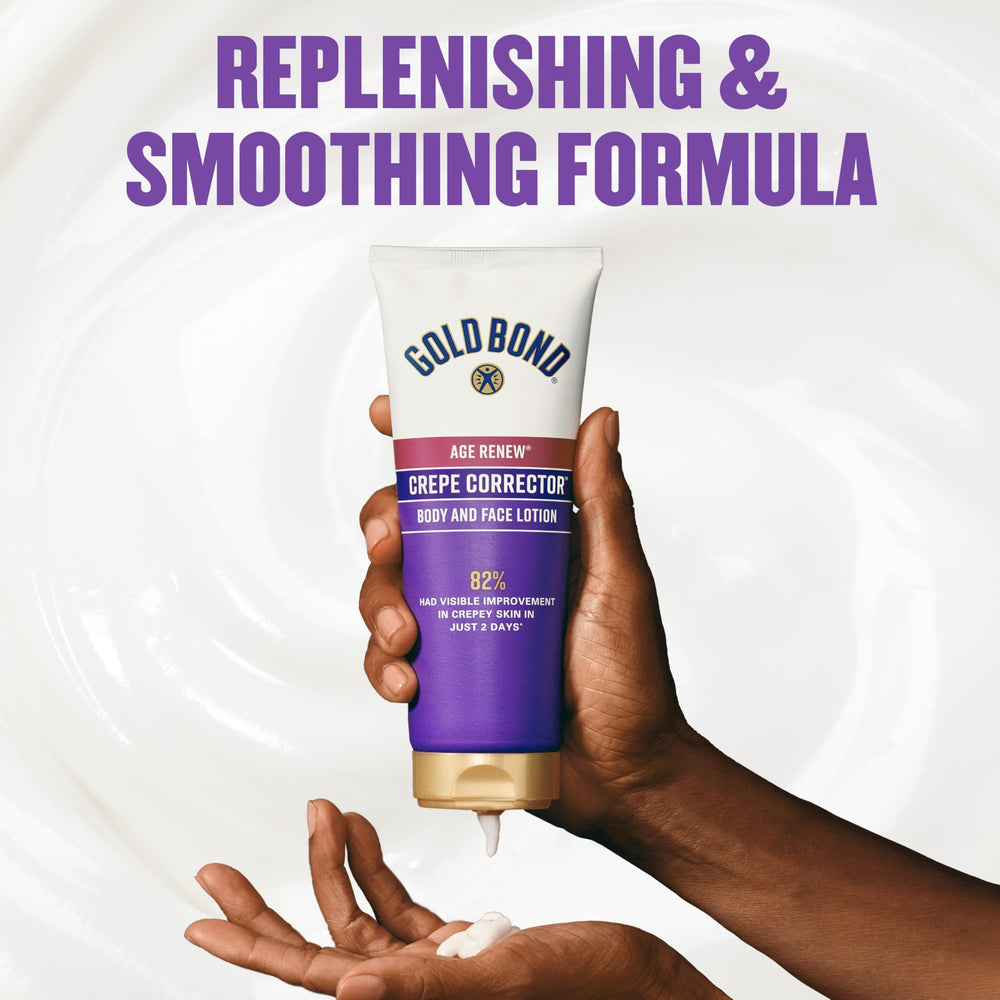 Gold Bond Age Renew Retinol Overnight Lotion texture closeup with shea and cocoa butter.