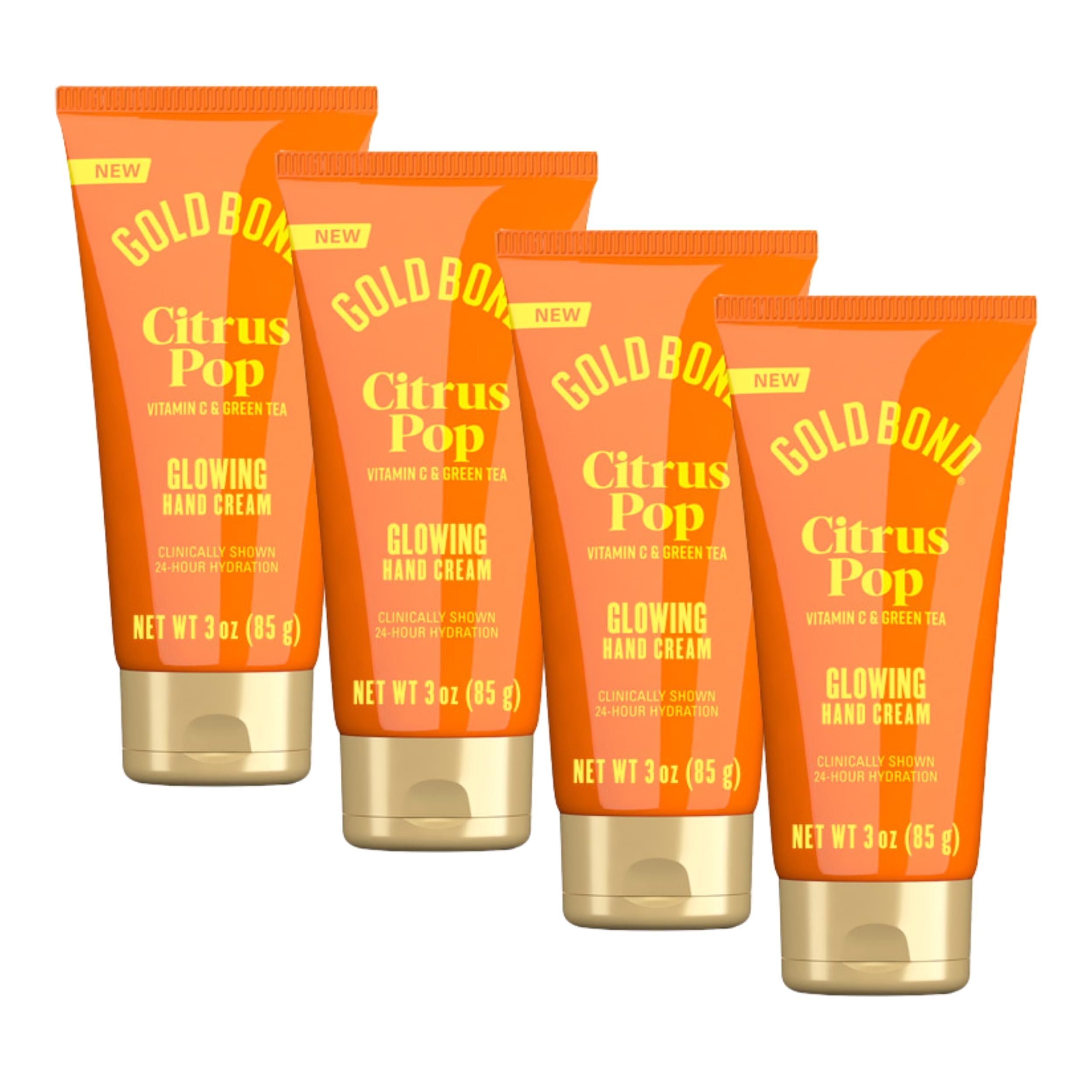 Gold Bond Citrus Pop Glowing Hand Cream 4-pack box for easy travel and gifting.
