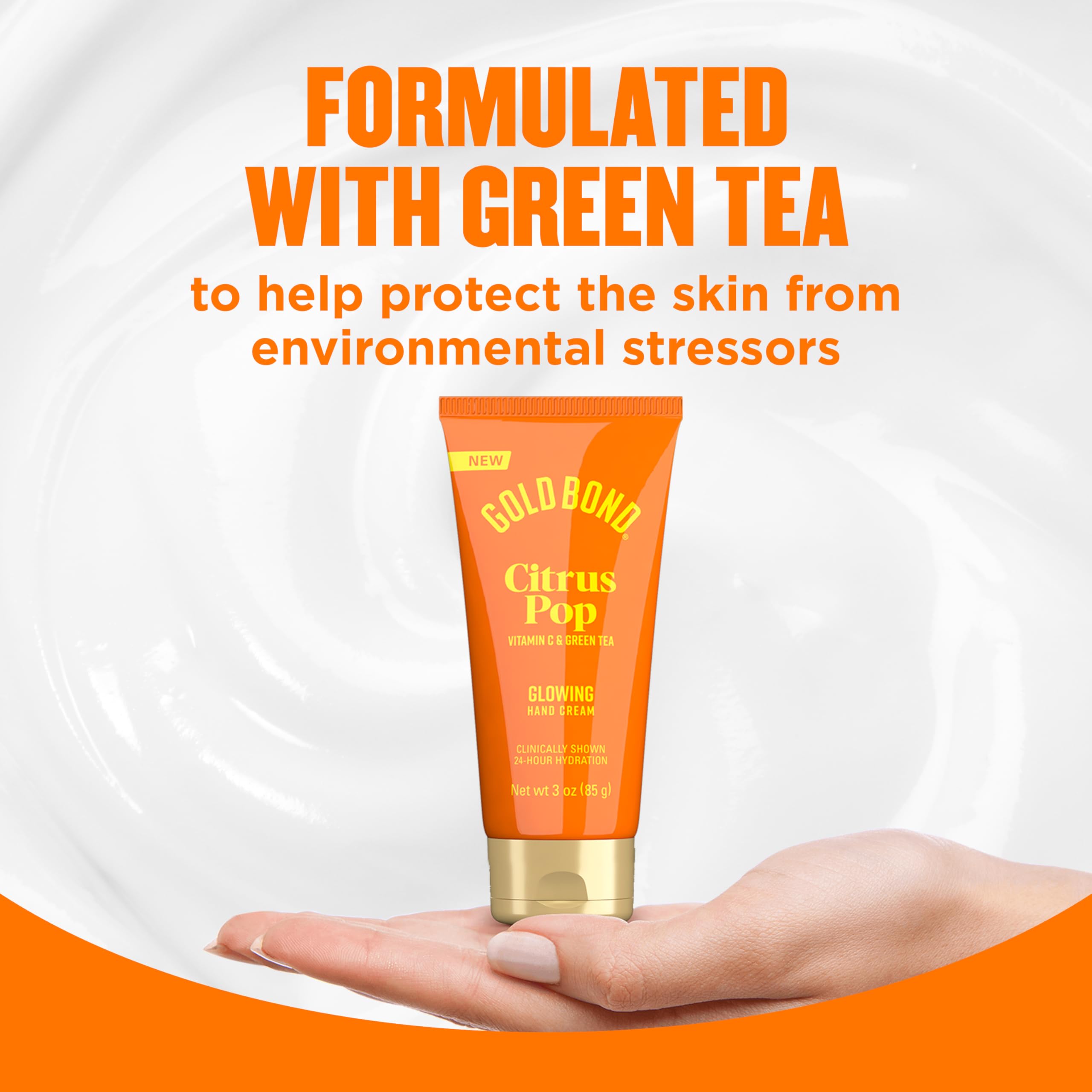Gold Bond Citrus Pop scent of lemon, orange, and grapefruit for daily refreshment.